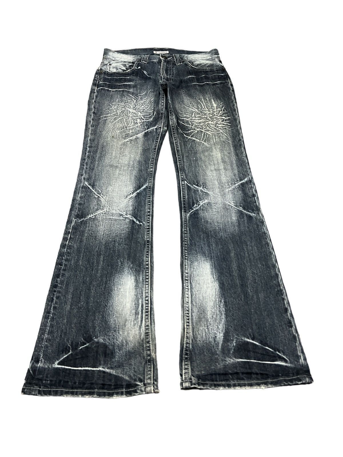 14th Addiction × If Six Was Nine × Tornado Mart 🔥Flare🔥Sorridere Insane Washed Rare Jeans Size US 29 - 2 Thumbnail