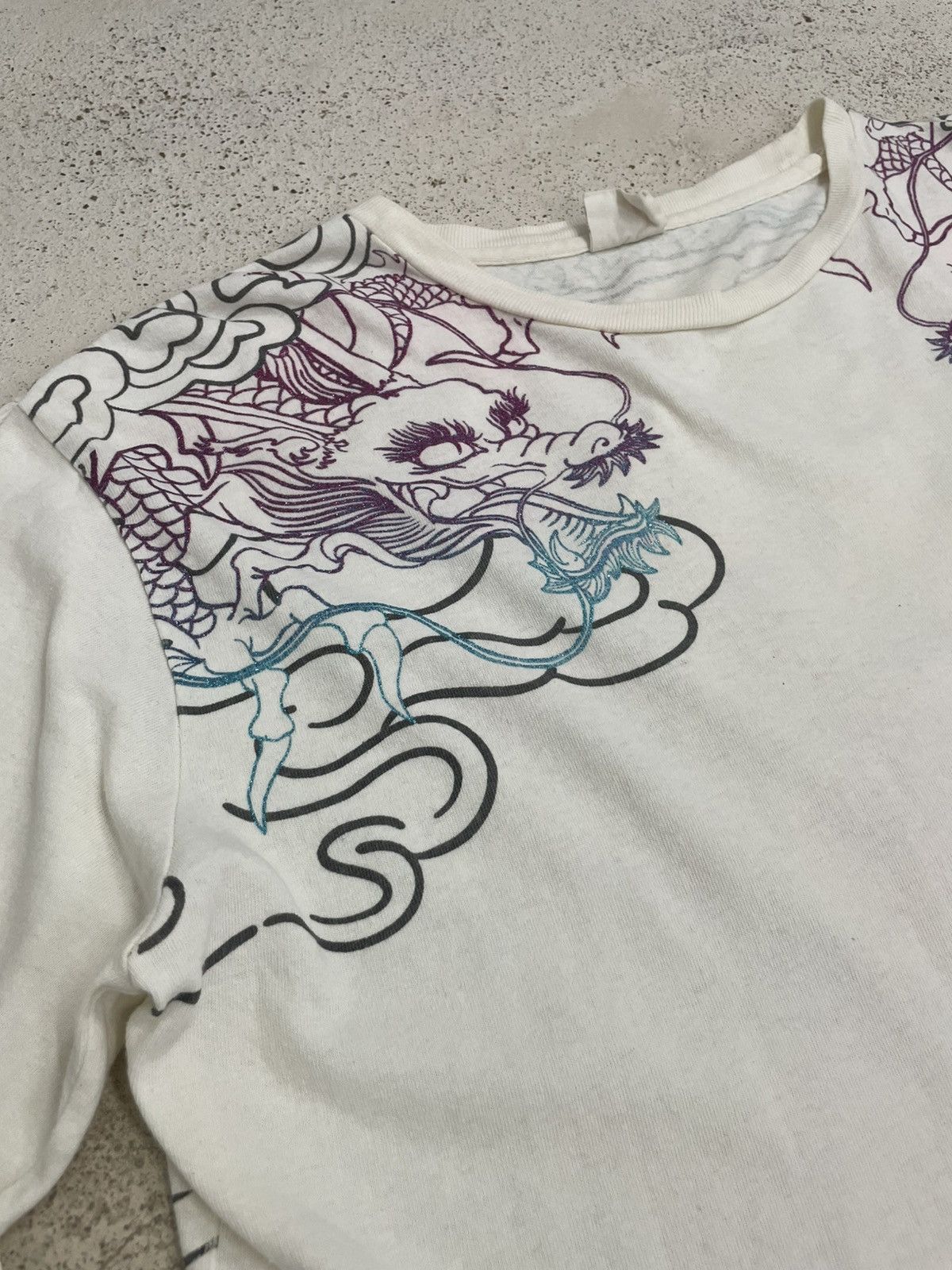 Japanese Brand Cream Space Opera Yakuza Dragon Motive Color Print Defect Size US XL / EU 56 / 4 - 7 Thumbnail