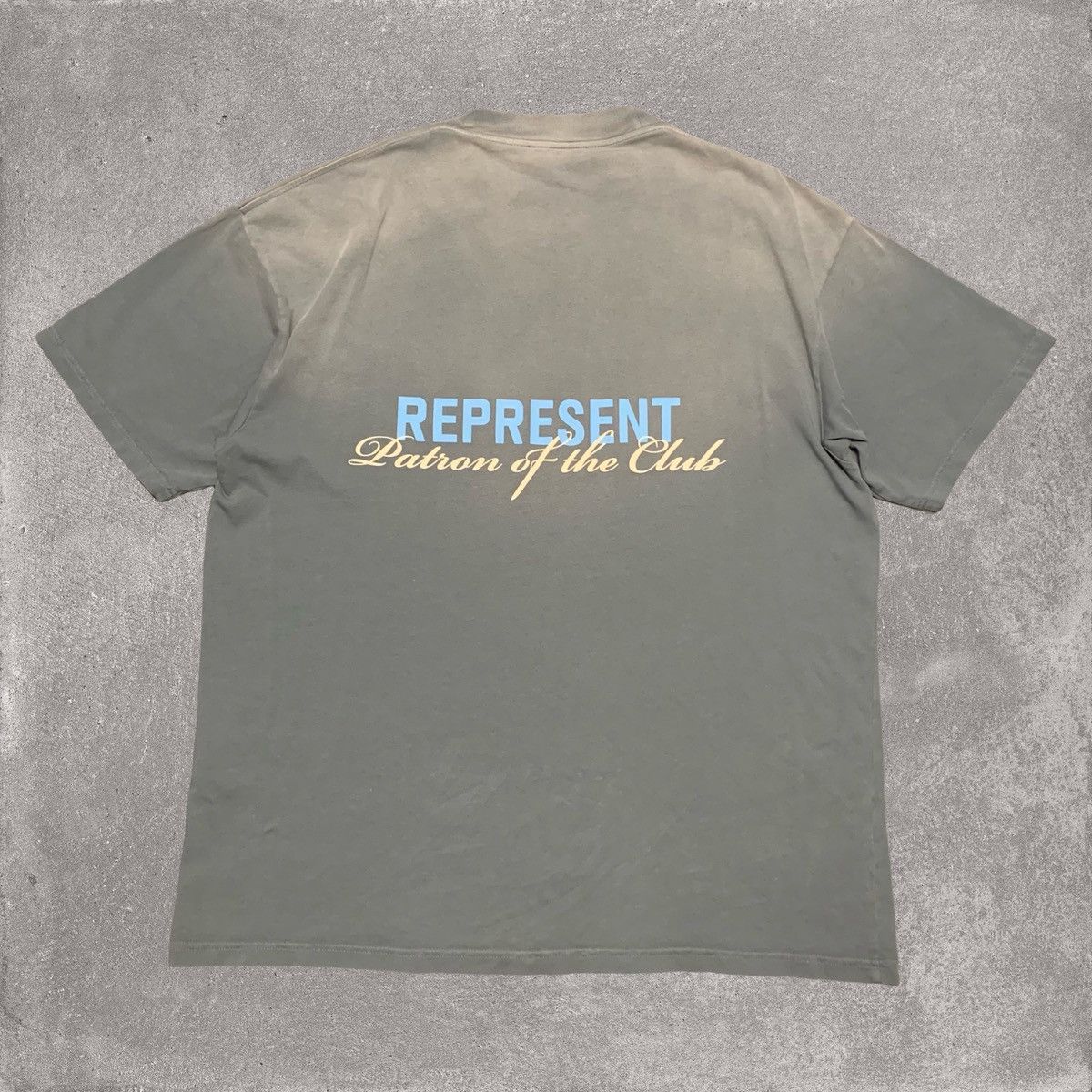 Represent Medium Patron Of The Club Washed Grey Tee Blue
