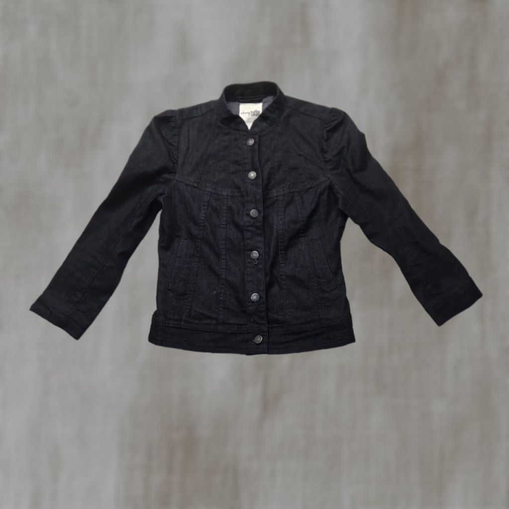 Vintage Charlotte Russe Jacket Black S Women Adult Lightweight Full Button Pocket Coat, cotton blend, Regular, Snap Closure, Basic Jacket Size S / US 4 / IT 40 - 1 Thumbnail