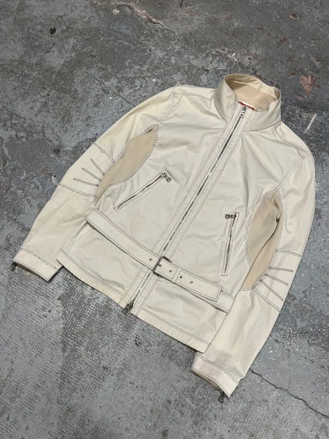 Designer × Prada × Vintage SS2002 Prada Beige Light Belted Zip-up Jacket Size US S / EU 44-46 / 1 - 2 Thumbnail