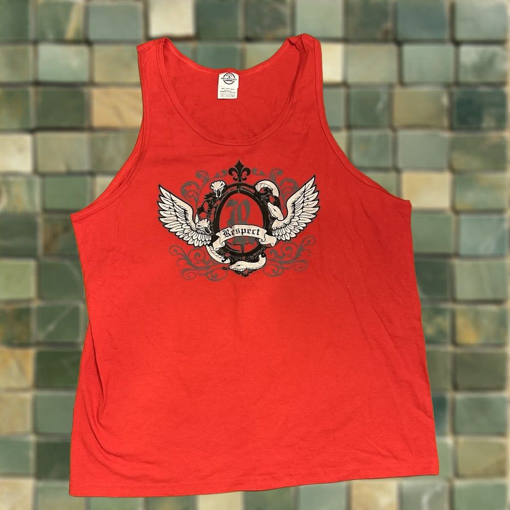 Delta VINTAGE Delta Y2K Respect Tank Top T Shirt XL Red Cotton T-Shirt Men Size US XL / EU 56 / 4 - 1 Thumbnail