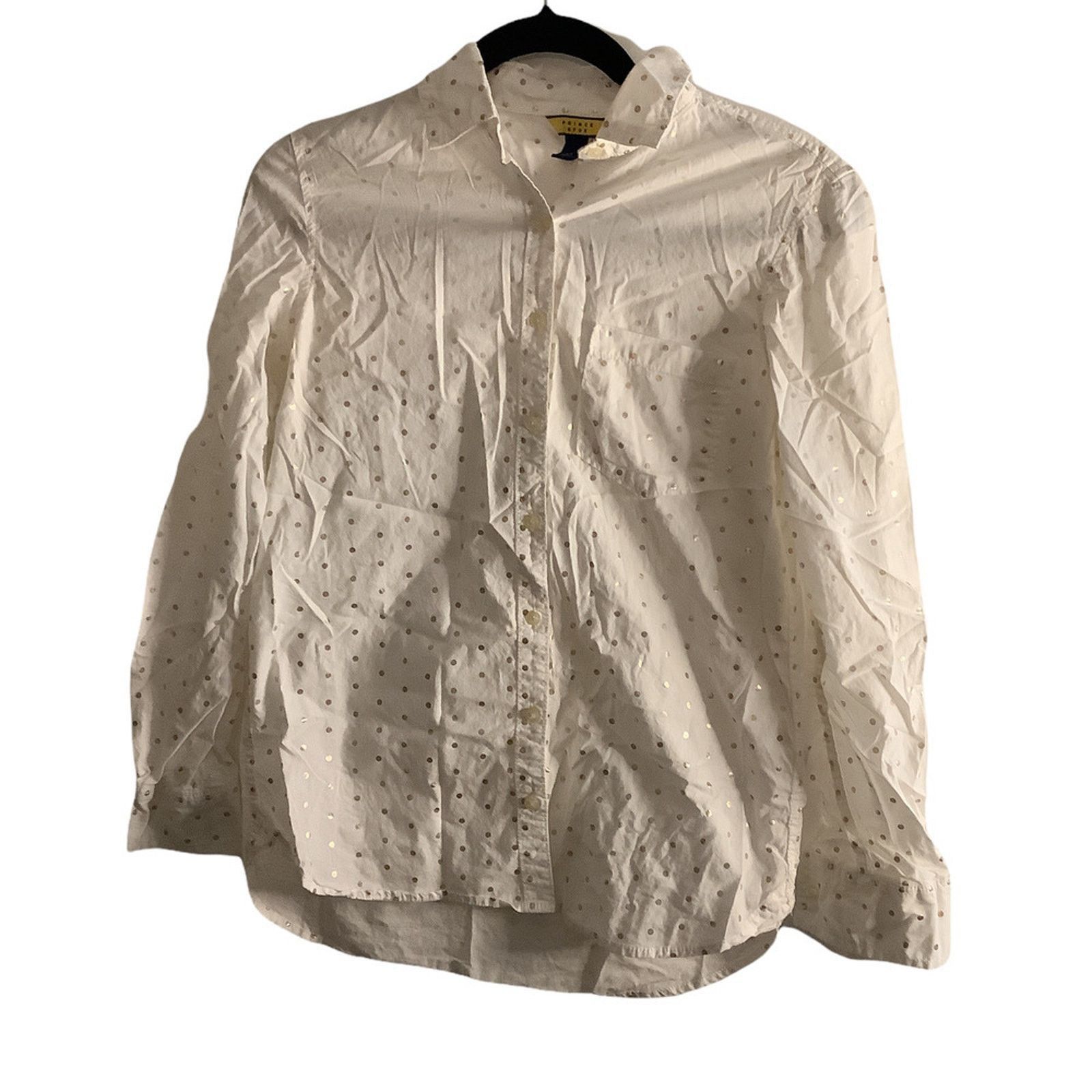 Other Prince & Fox Button-Up Shirt Gold Polka Dot Preppy White S Size S / US 4 / IT 40 - 2 Thumbnail