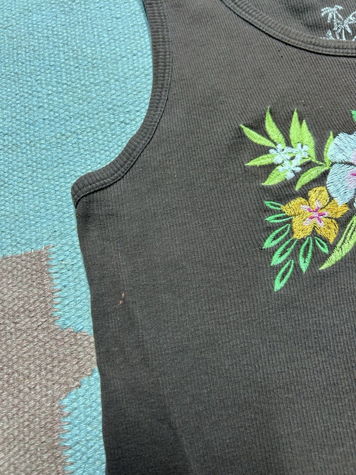 Vintage Big dogs ribbed tank top t shirt embroidered flowers femme M Size M / US 6-8 / IT 42-44 - 5 Thumbnail