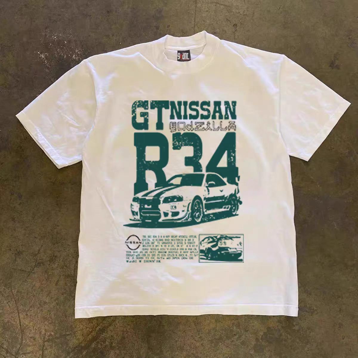 Vintage White Casual Retro Car-Print T-Shirt Size US M / EU 48-50 / 2 - 1 Thumbnail