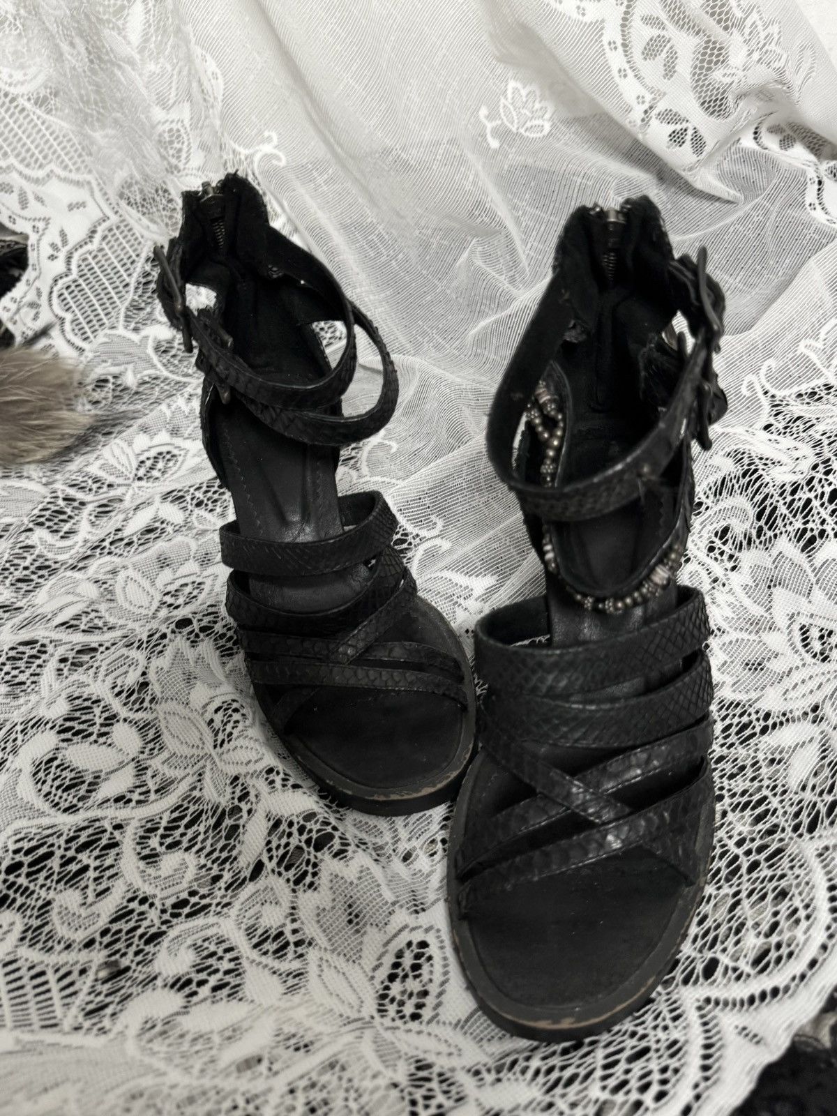 14th Addiction 14th Addiction Python Leather Straps Heels Size US 6 / IT 36 - 9 Thumbnail