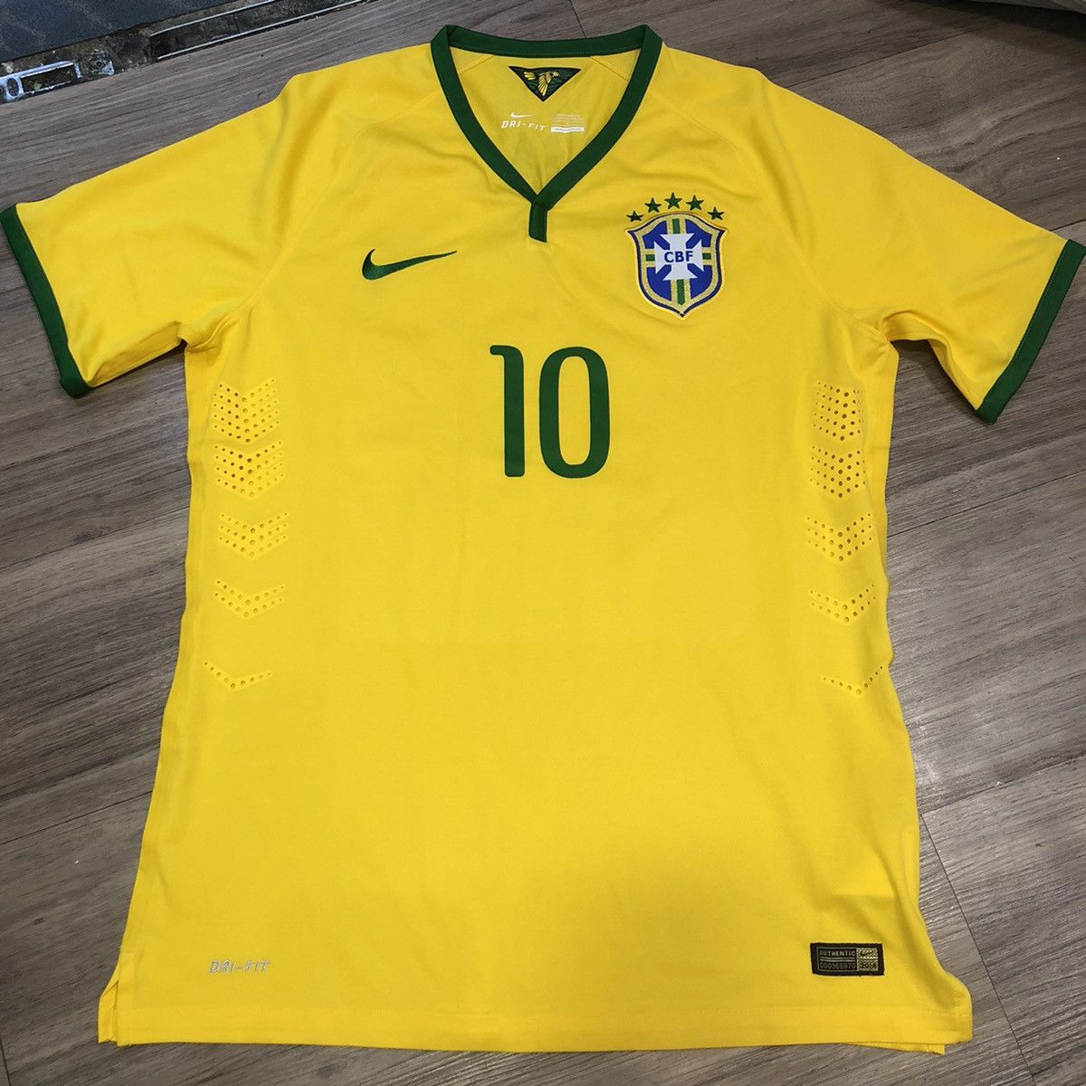 image of Fifa World Cup x Nike Brazil 14/15 Player Issue Home Shirt 10 Neymar in Yellow, Men's (Size Large)