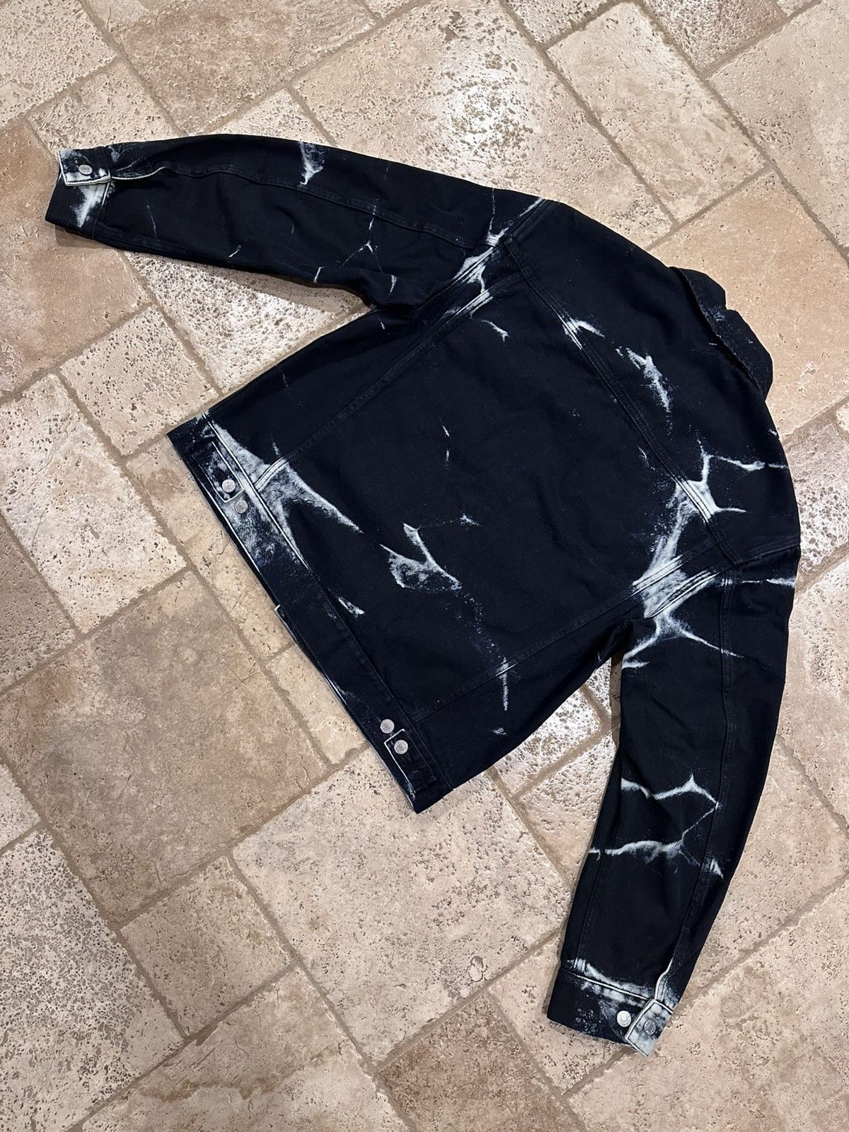 Dries Van Noten Dries Van Noten Acid Wash Tie-Dye Bleach Black Denim Jacket Size US L / EU 52-54 / 3 - 9 Thumbnail