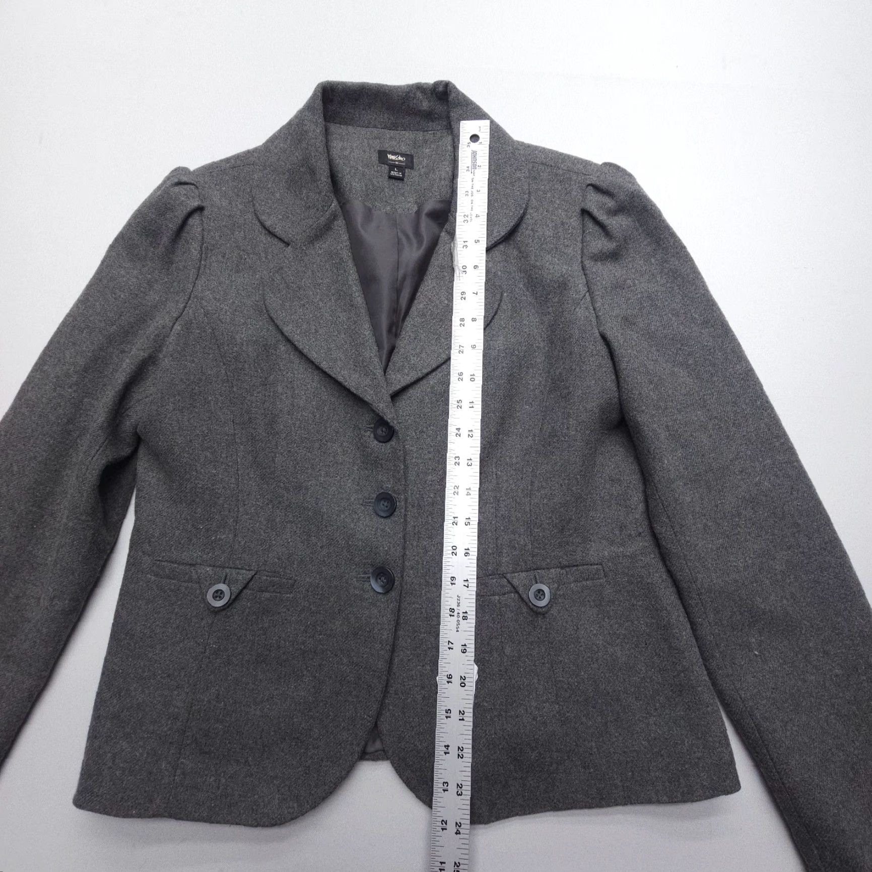 Mossimo Mossimo Blazer Women L Gray Wool Blend Long Sleeve 90s Preppy College Size L / US 10 / IT 46 - 7 Thumbnail
