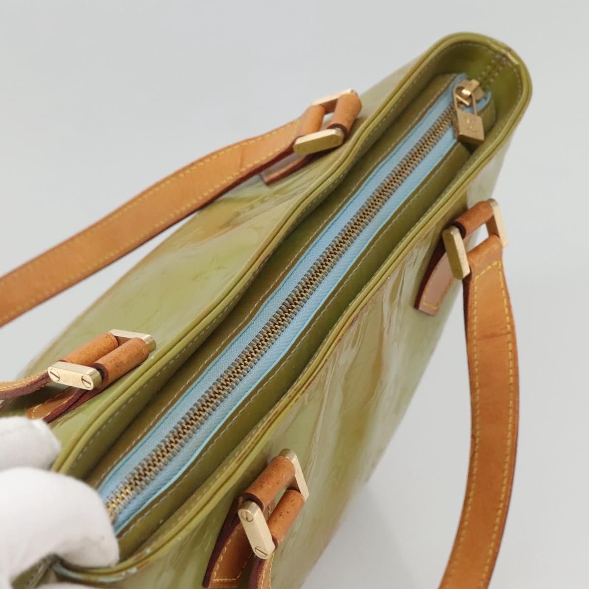 Louis Vuitton LOUIS VUITTON Monogram Vernis Houston Hand Bag Baby Blue Size ONE SIZE - 6 Thumbnail