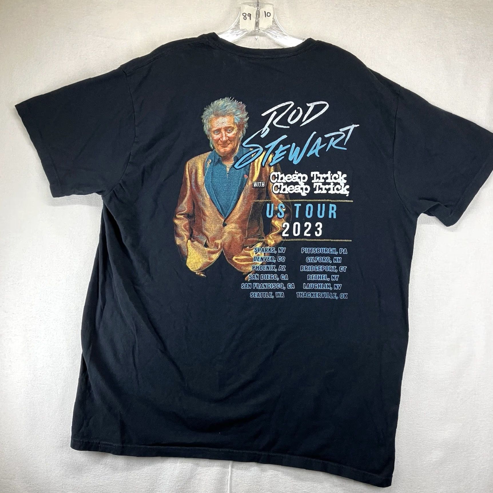 RODA Rod Stewart Cheap Trick Band Tour T-Shirt XL Black Lightweight Cotton Rock Music Retro Unisex Size US XL / EU 56 / 4 - 2 Thumbnail