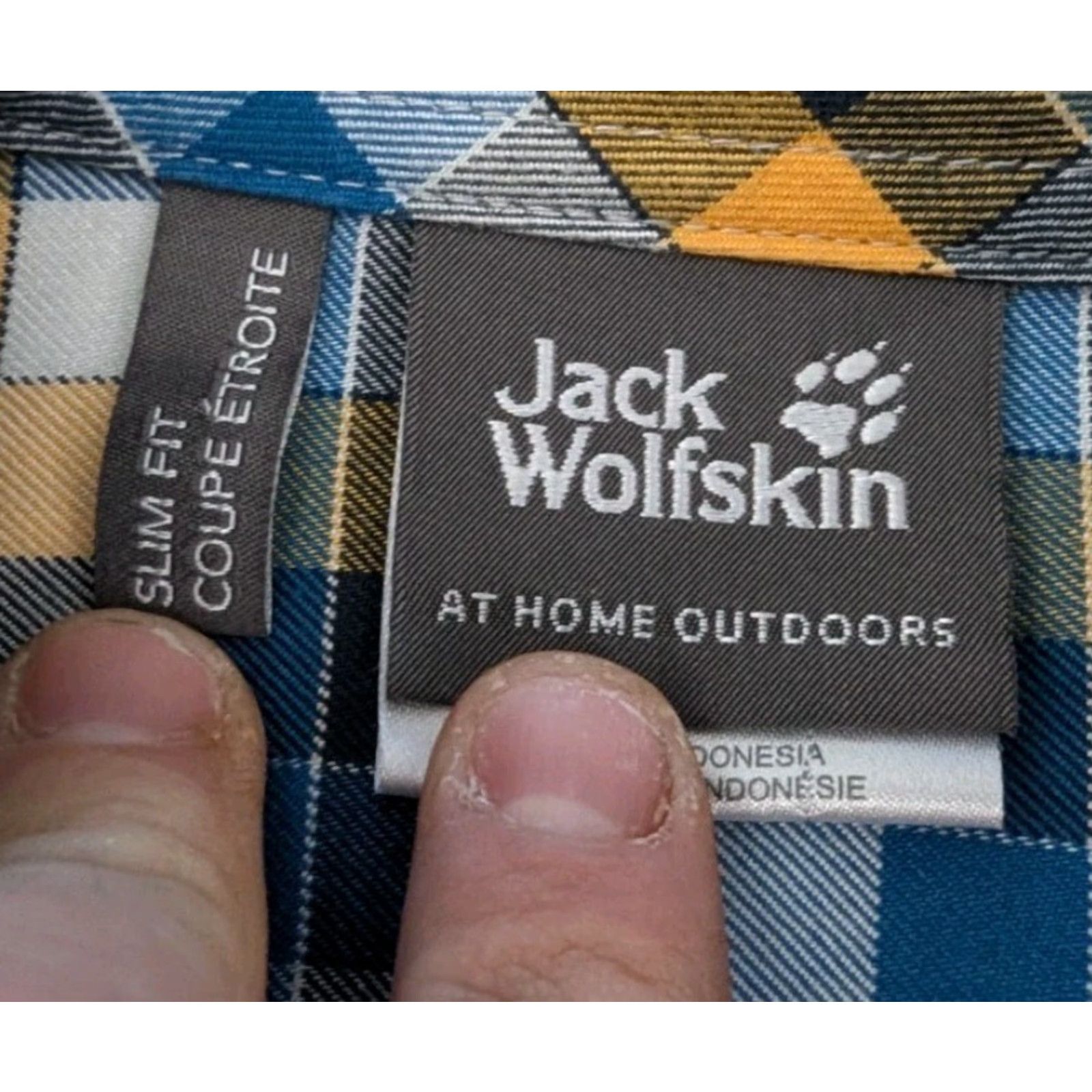 Jack Wolfskin Mens Jack Wolfskin Button-Up Shirt Slim Fit Long Sleeve Blue Check L Size US L / EU 52-54 / 3 - 6 Thumbnail