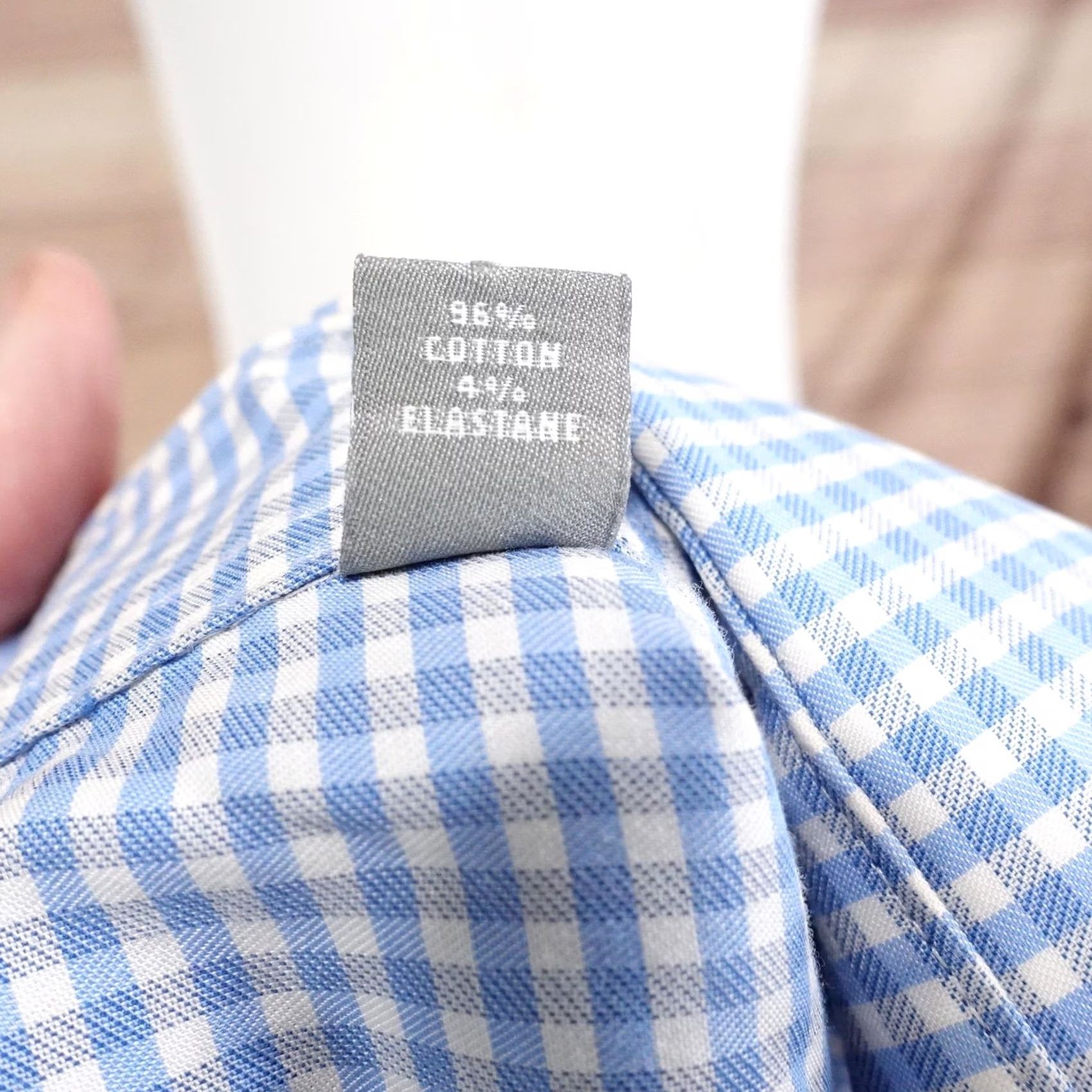 Michael Kors Michael Kors Dress Shirt Mens L 16 32/33 Slim Fit Blue Gingham Airsoft Stretch Shirt Size 42R - 7 Thumbnail