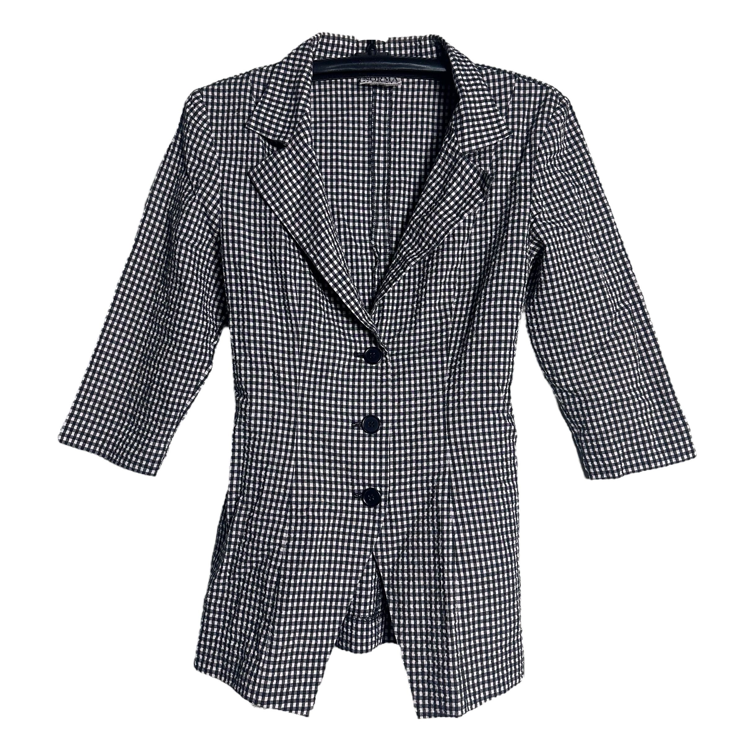 Designer 🔥RARE🔥Norma Kamali Italian Designer Plaid Blazer Jacket Size ONE SIZE - 1 Thumbnail