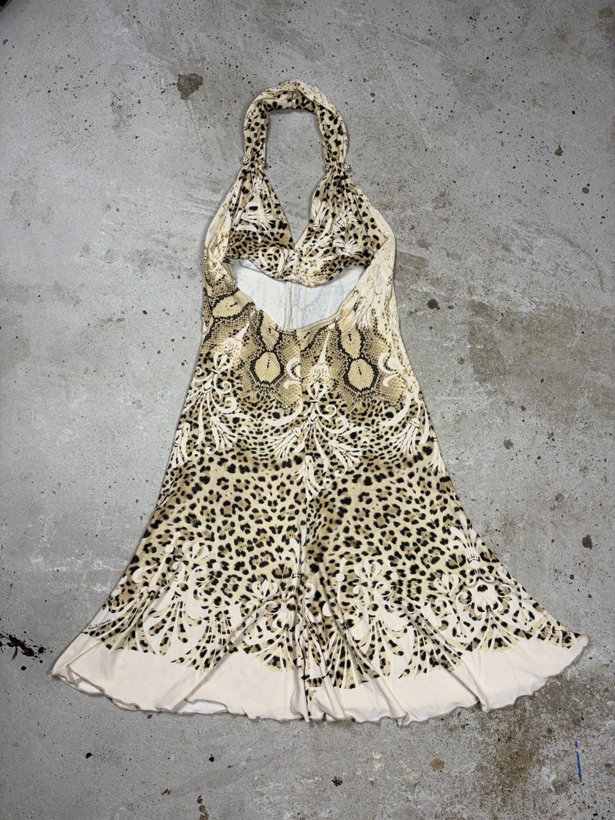 Roberto Cavalli Roberto Cavalli 2006 Leopard Snake Animal Print Halter Dress Size M / US 6-8 / IT 42-44 - 2 Thumbnail