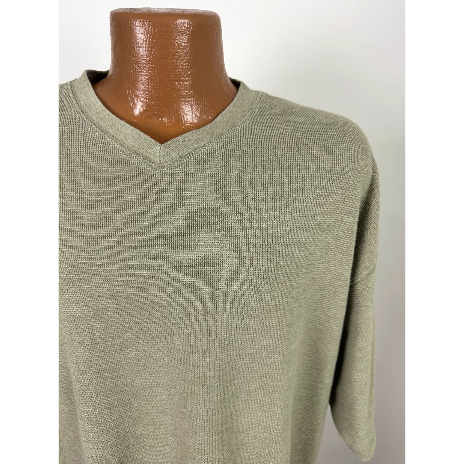 Bugle Boy Vintage Bugle Boy Waffle-Knit Shirt Men L Oversized Stretchy Beige 90s T-Shirt Grunge Hipster 90s Mens Size US L / EU 52-54 / 3 - 2 Thumbnail