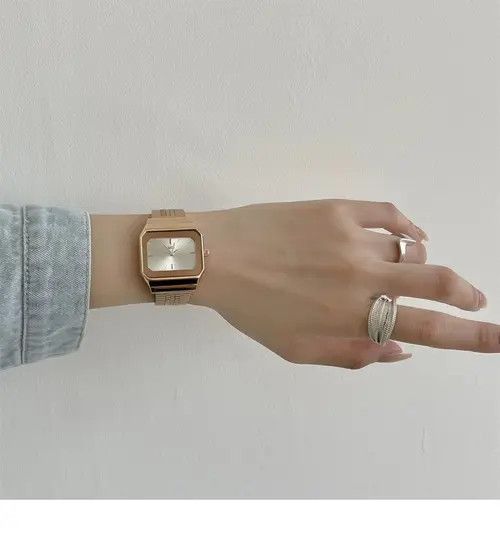 Jewelry Square Face Fashion Watch, Mesh Band Size ONE SIZE - 2 Thumbnail