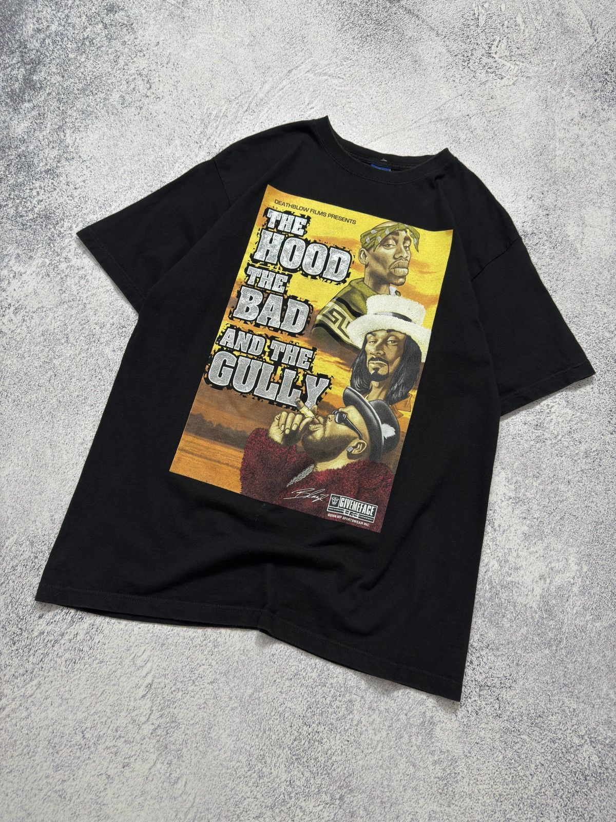 Death Row Records × Rap Tees × Vintage VTG THE HOOD THE BAD THE GULLY TUPAC SNOOP DOGG RAP T-SHIRT Size US XL / EU 56 / 4 - 2 Thumbnail