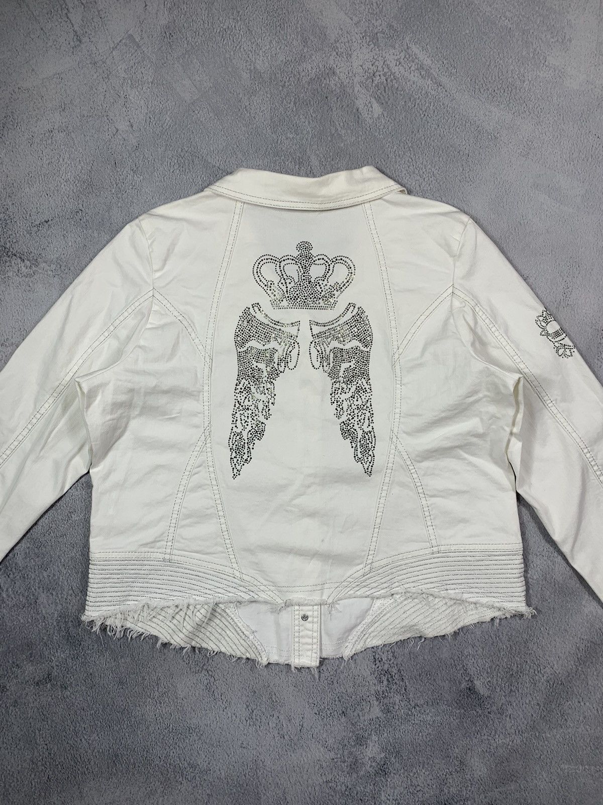 Japanese Brand × Vintage Vintage Y2K Crown wings Sequins denim jacket opium style XL Size XL / US 12-14 / IT 48-50 - 2 Thumbnail