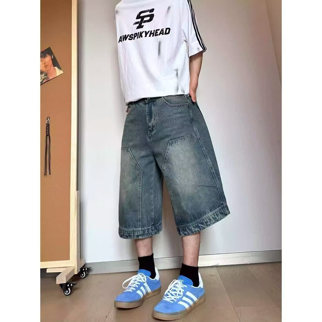 Japanese Brand × Jean Blue washed vintage cargo denim shorts y2k Size US 32 / EU 48 - 4 Thumbnail