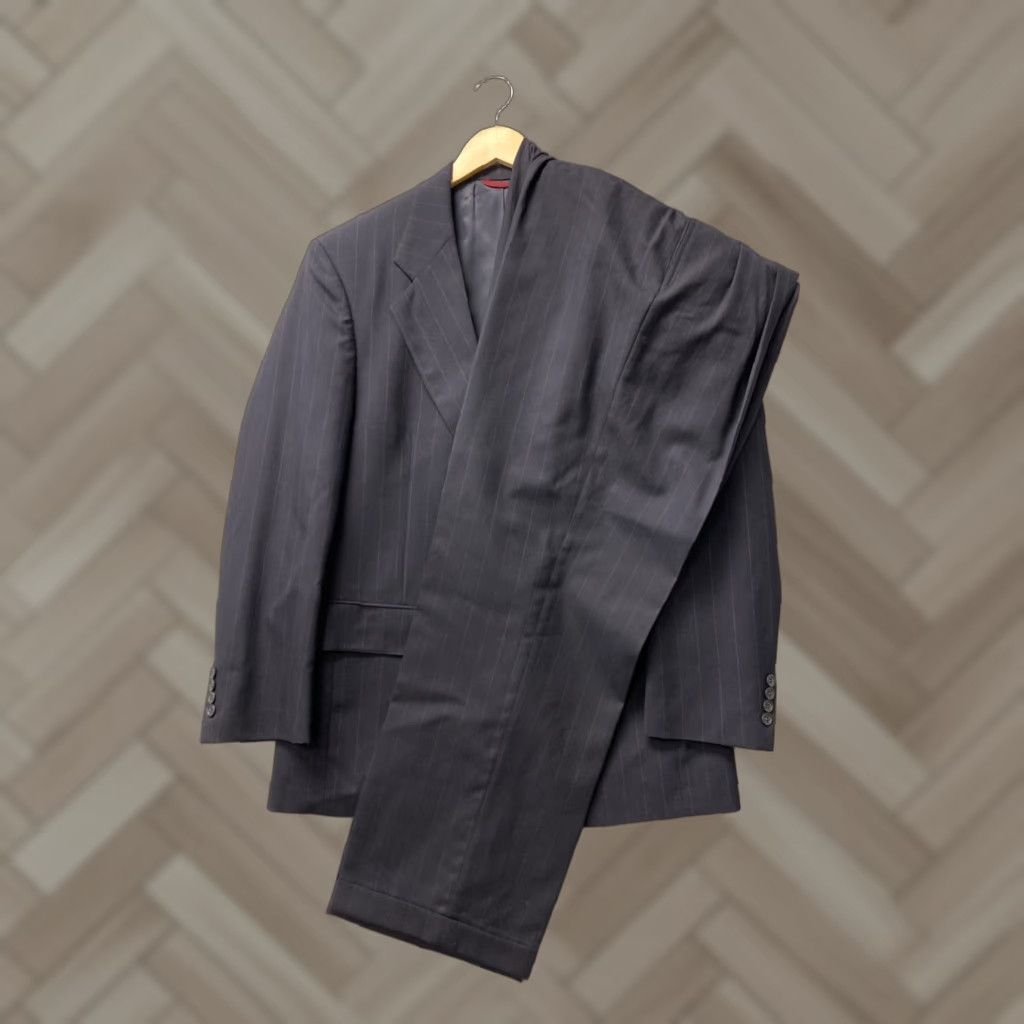 Jos. A. Bank VINTAGE Jos. A. Bank Men's Suit 42R Wool Navy Stripes 2-Piece Tailored Business Blazer Pants Size 42R - 1 Thumbnail
