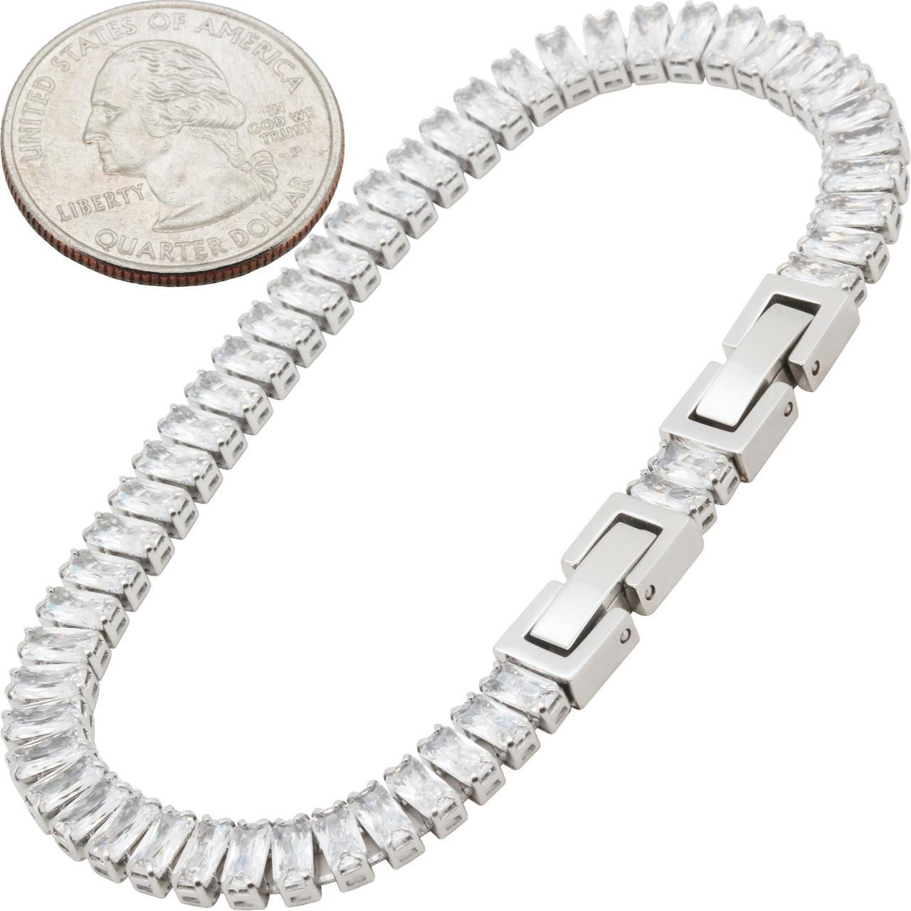 Other 316L SS AAA CZ 5mm Baguette Cut Tennis Bracelet 6.5”-7.5" Size ONE SIZE - 1 Preview