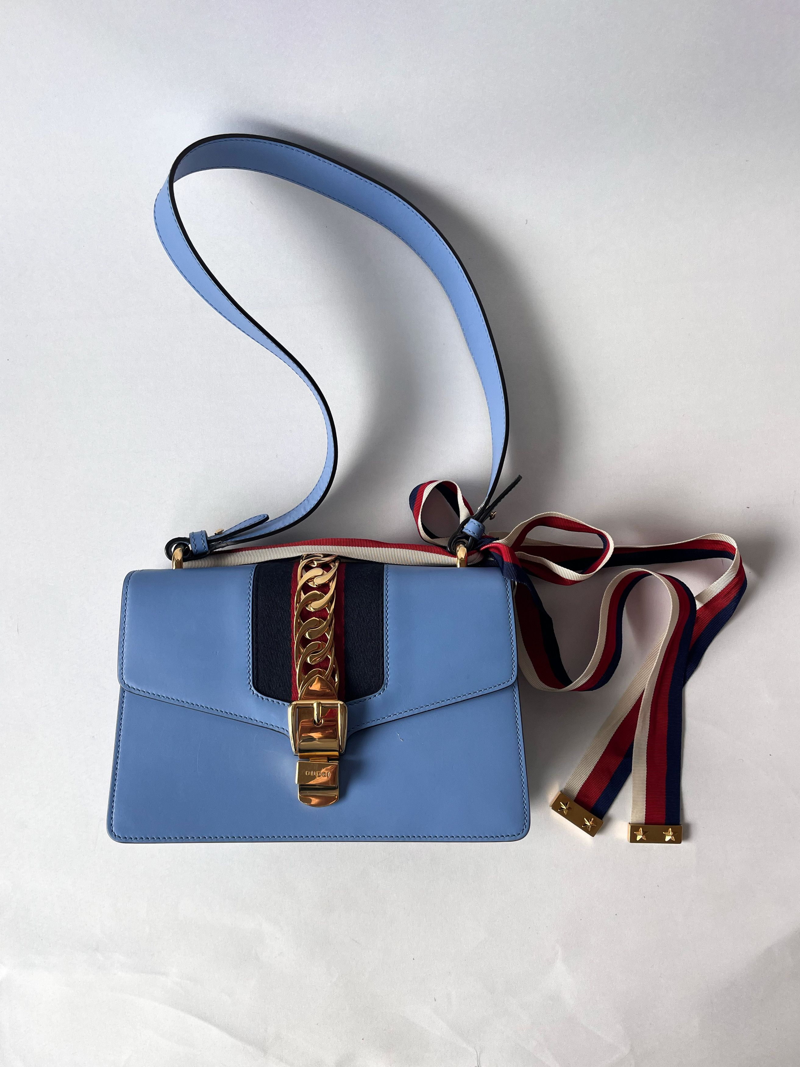 Gucci Gucci Blue Leather Small Sylvie Chain Shoulder Bag Size ONE SIZE - 2 Thumbnail