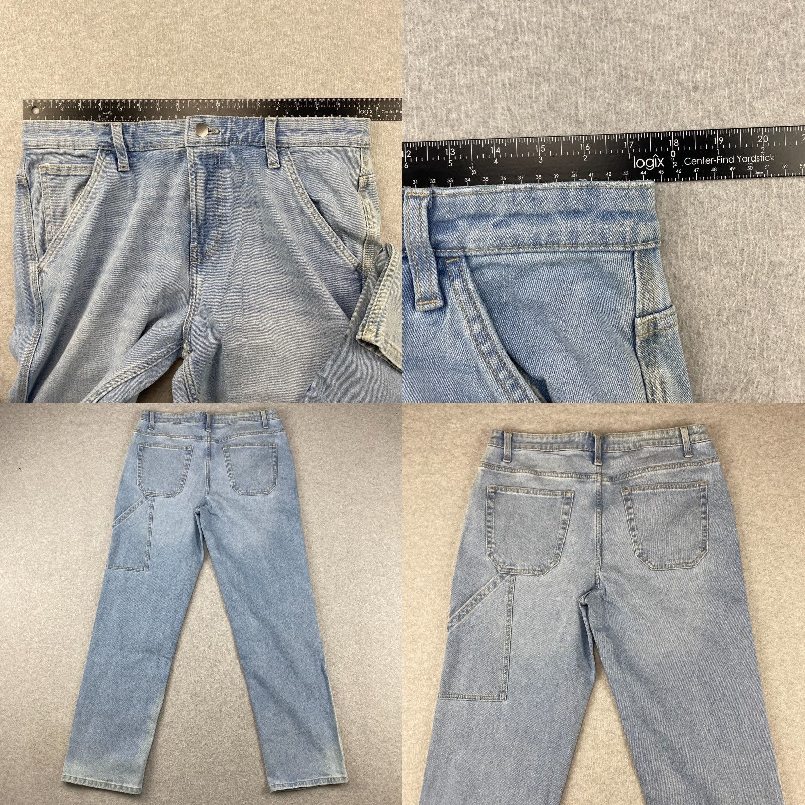 Essentials Amazon Jeans Mens 33X32 Blue Straight Leg Pockets Loose Fit Light Distressed 5-Pocket Denim Slim Classic Modern Mens Size US 33 - 8 Thumbnail