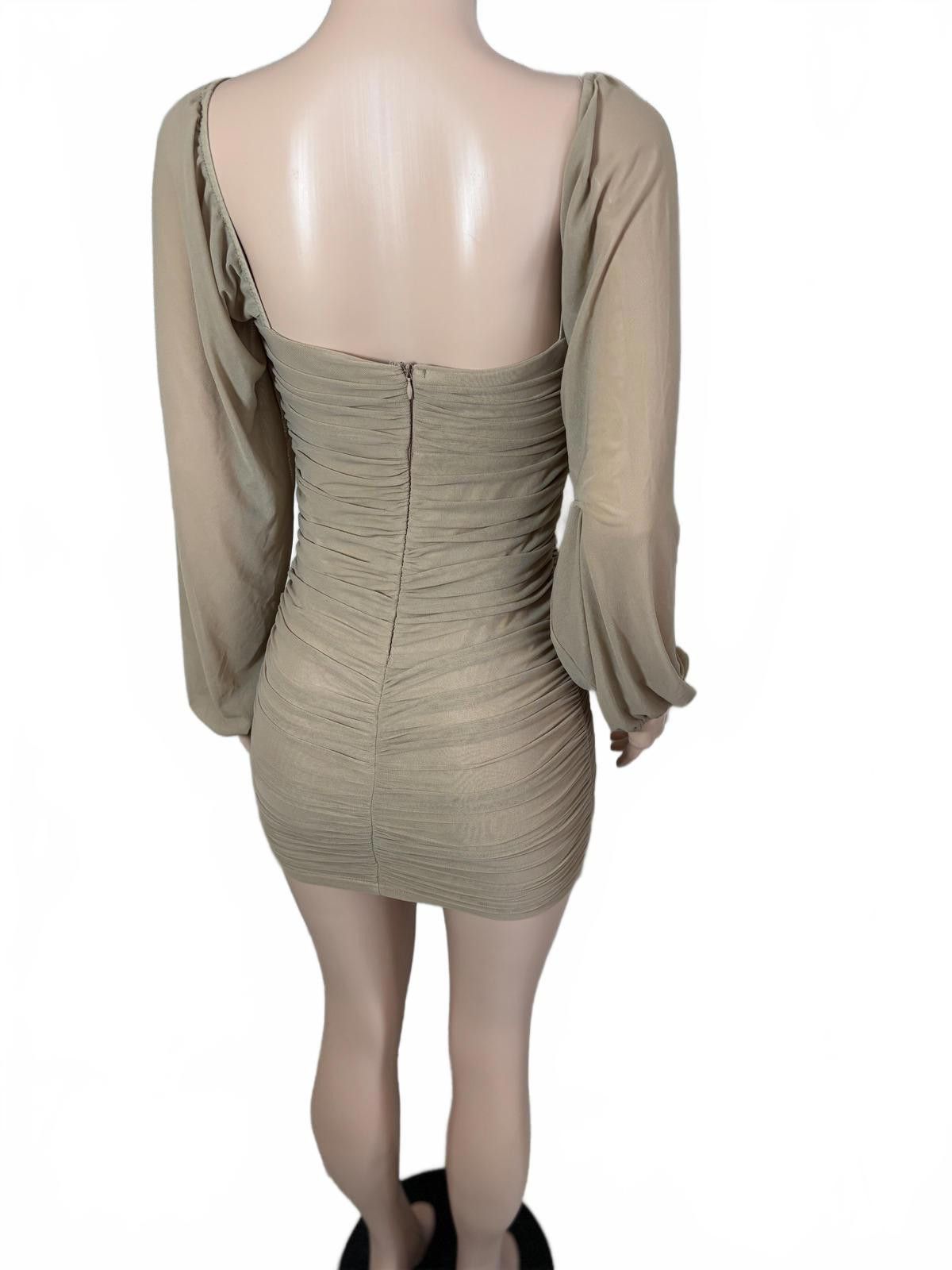 Other Blush BJ Beige Ruched Long Sleeve Mini Dress. Medium Size M / US 6-8 / IT 42-44 - 6 Thumbnail