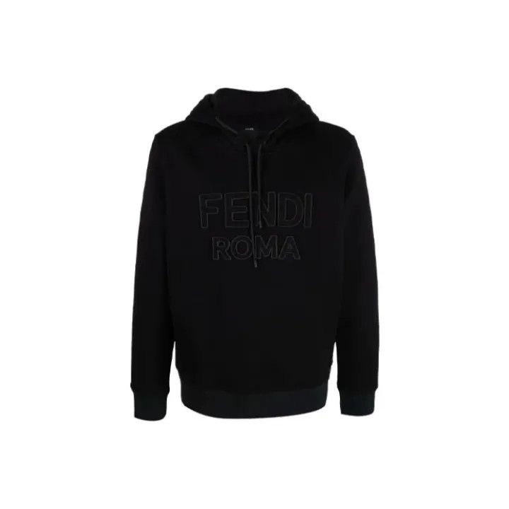Fendi Fendi Black Logo Hoodie for Men 0079 Size US M / EU 48-50 / 2 - 1 Thumbnail