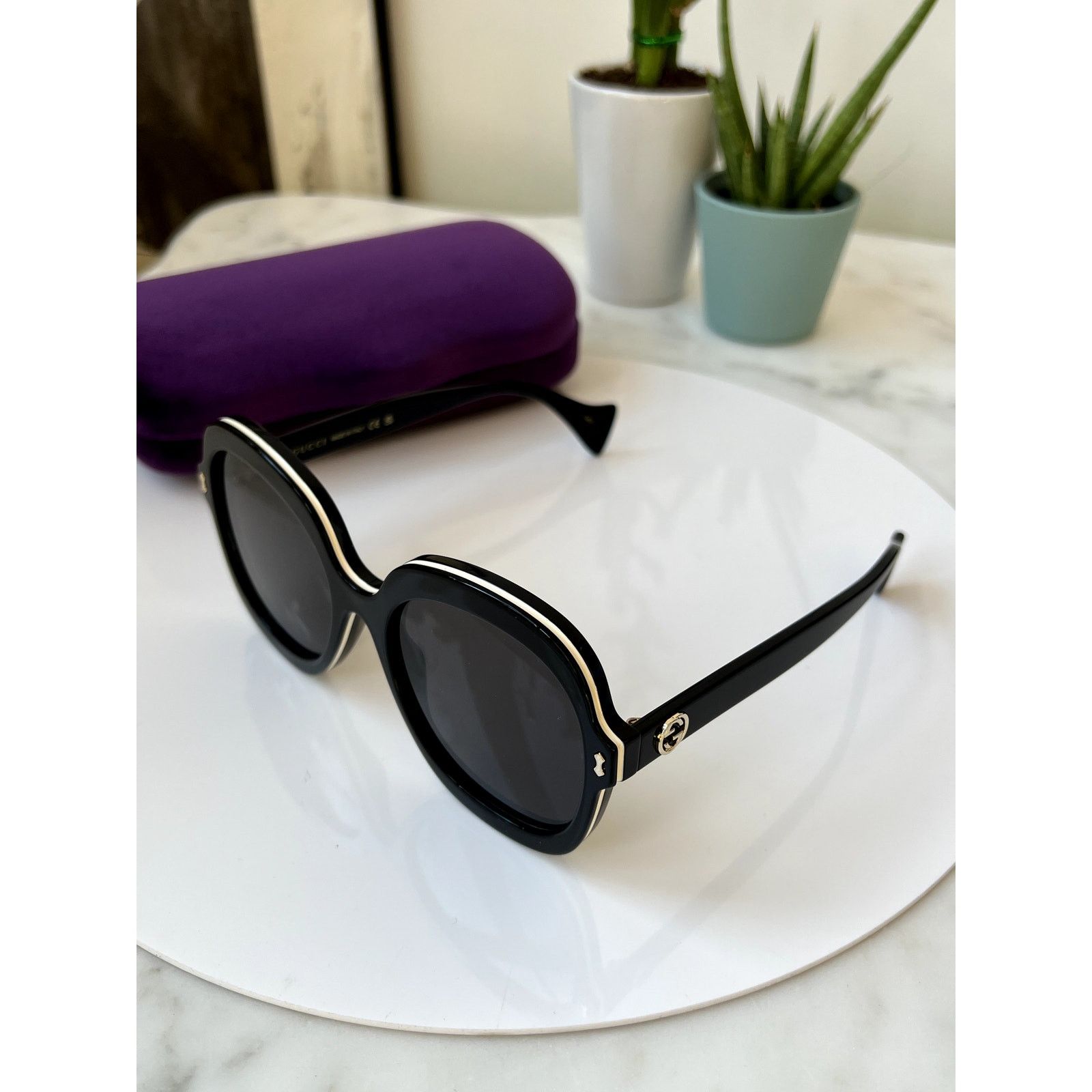 Gucci NEW Gucci GG1240S Black Oversized Rounded Sunglasses Size ONE SIZE - 5 Thumbnail