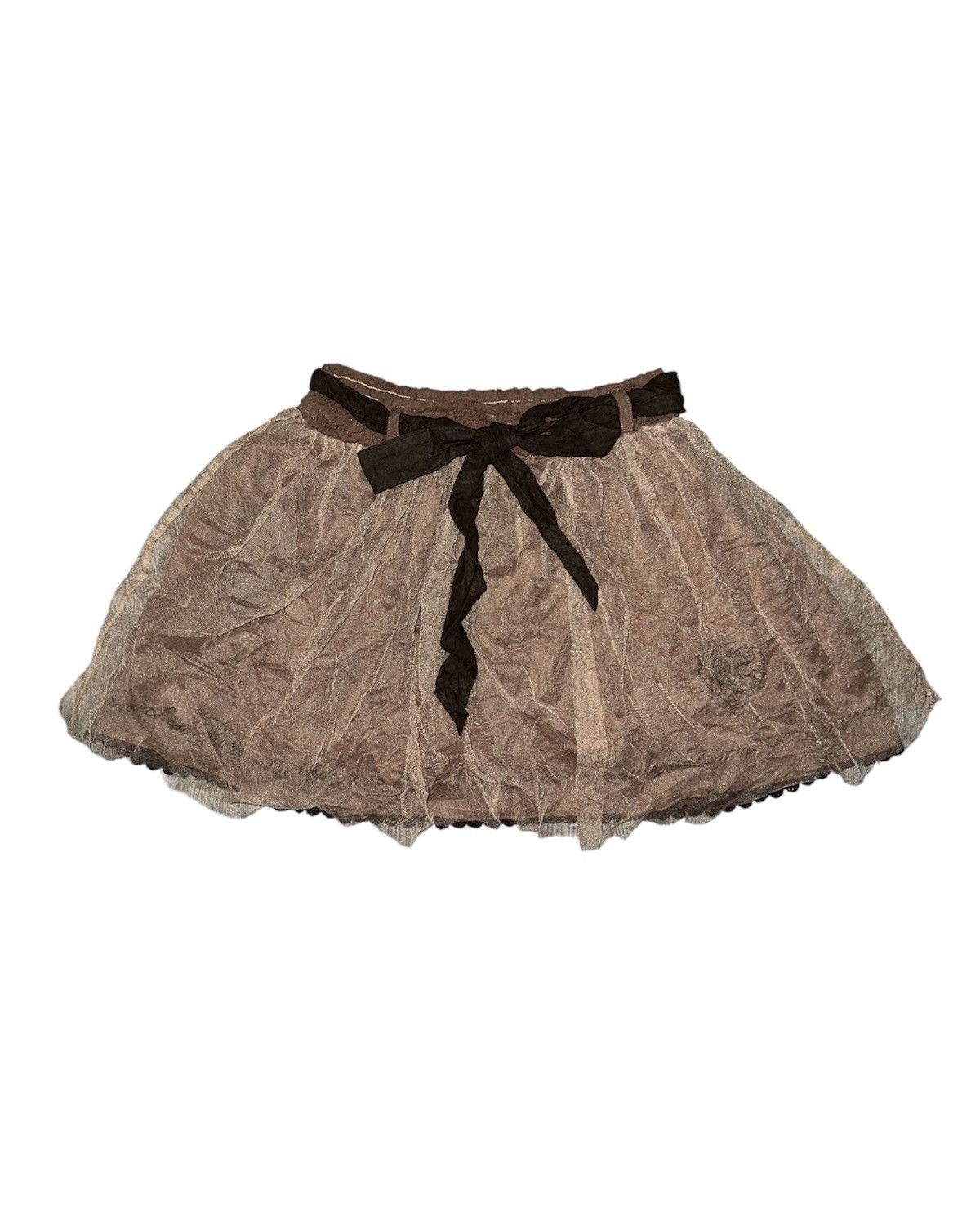 Japanese Brand Ank Rouge lace n mesh brown mini skirt 🍂🍁 Size 25" / US 0 / IT 36 - 1 Thumbnail