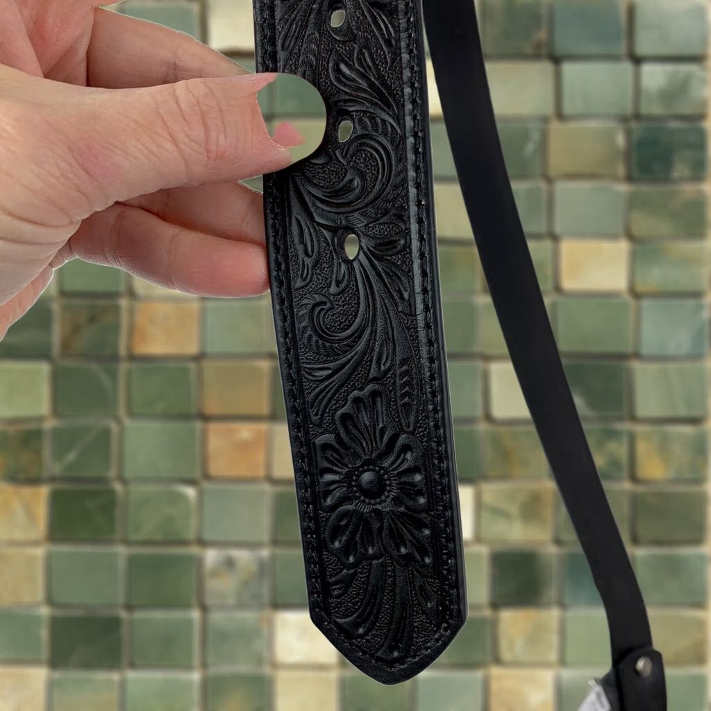 Vintage Nocona Black Genuine Leather Tooled Belt Mens 36 NWT N2438901 Size ONE SIZE - 1 Thumbnail