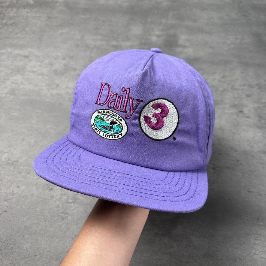 Vintage Vintage Daily 3 Minnesota State Lottery Purple Strapback Hat Size ONE SIZE - 1 Thumbnail