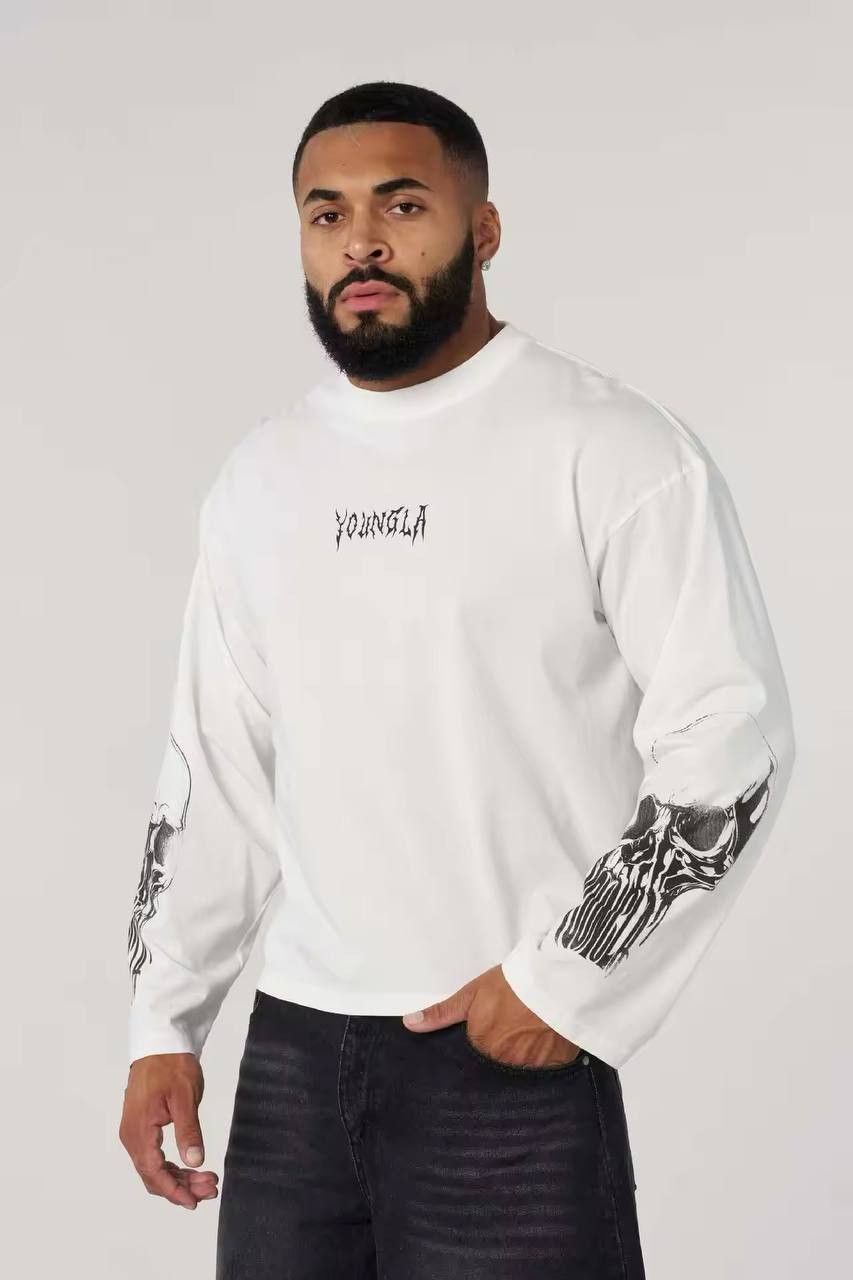 Long sleeve cotton t-shirt with round neckline