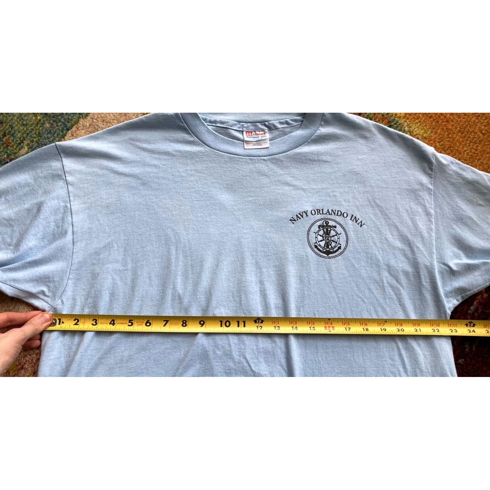 Hanes VINTAGE Hanes T-Shirt Navy 80s 90s US Military Naval Training Center Orlando Mens XL Blue Short Sleeve Men XS? Size US XL / EU 56 / 4 - 7 Thumbnail