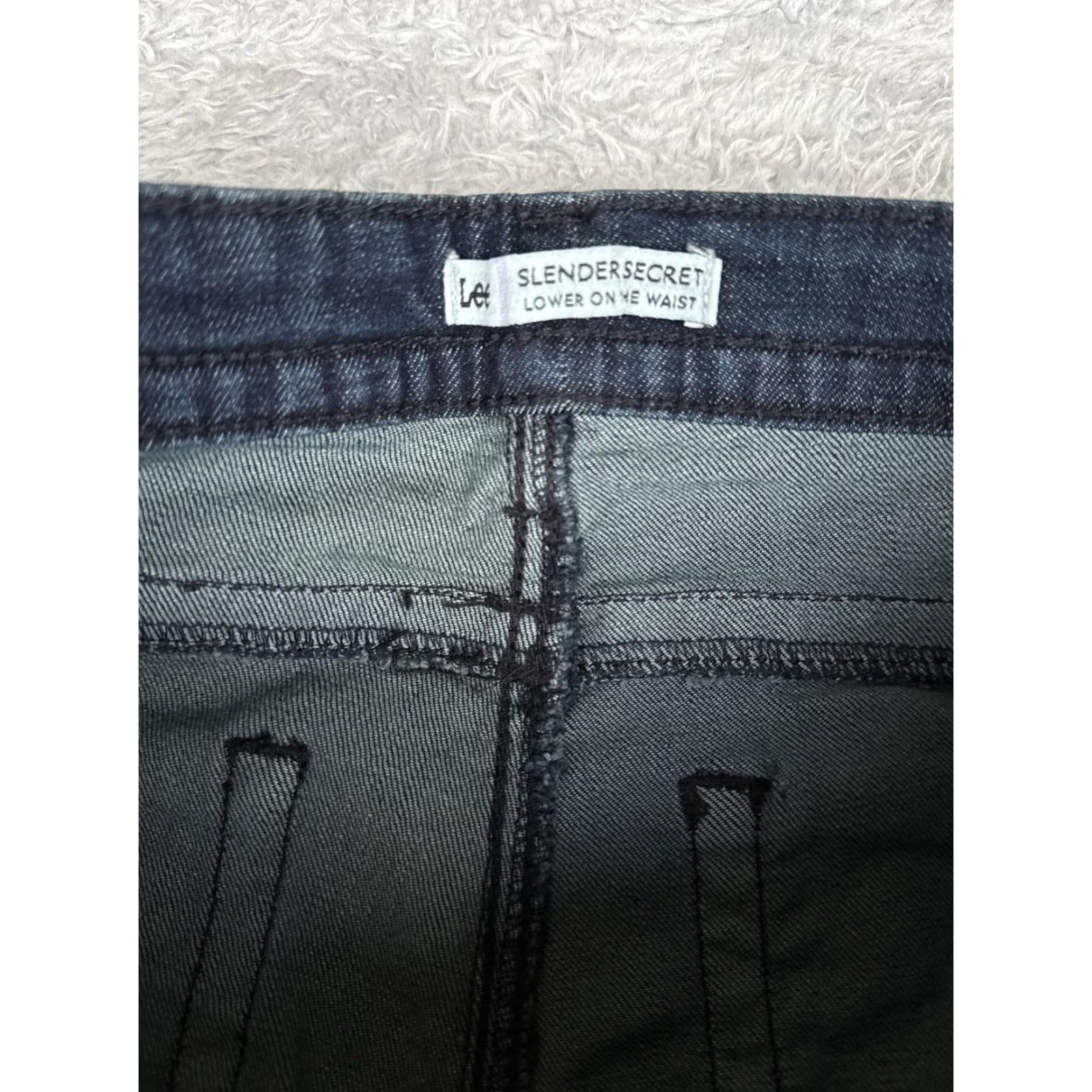 Lee Lee Jeans Womens 12S Slender Secret Bootcut Denim Blue Mid Rise 30 Inseam 32 Waist Floral Pockets Stretch Vintage No N/A Size 34" / US 12 / IT 48 - 6 Thumbnail