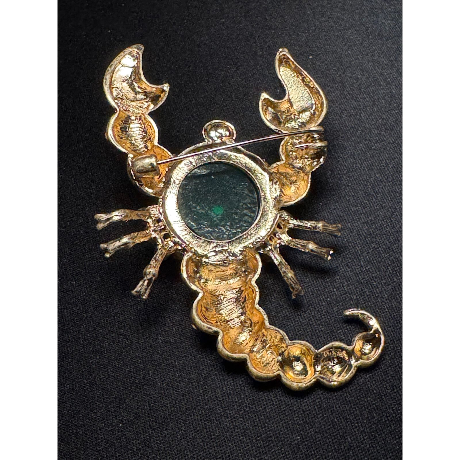 Other Large Green Cabochon Gold Tone Brooch Pink Rhinestones Size ONE SIZE - 4 Thumbnail