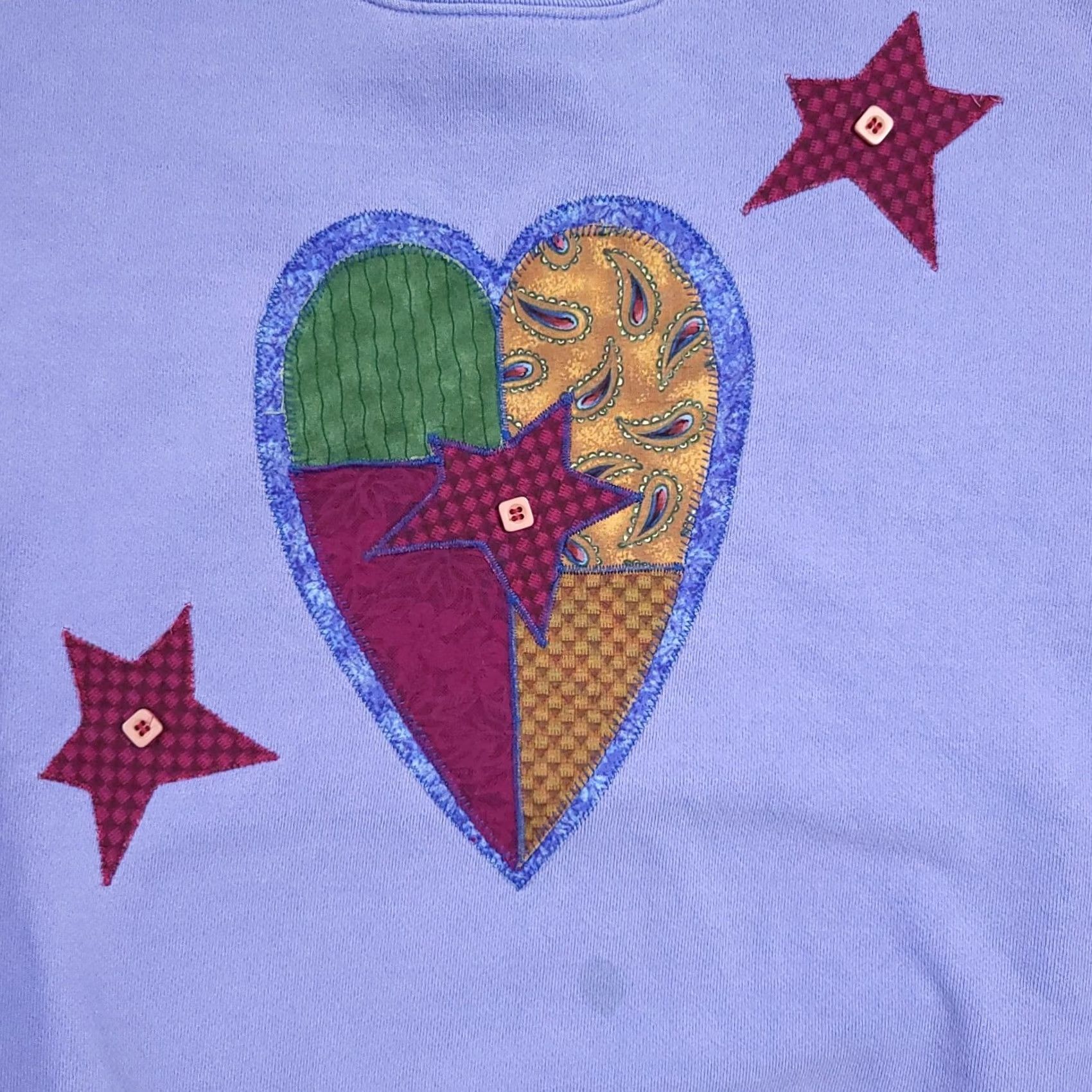 Vintage VINTAGE Sweatshirt Womens XL Blue Heart Embroidered USA Cotton Deluxe Fleece Pullover Crew Neck Long Sleeve Regular Fit Size XL / US 12-14 / IT 48-50 - 4 Thumbnail