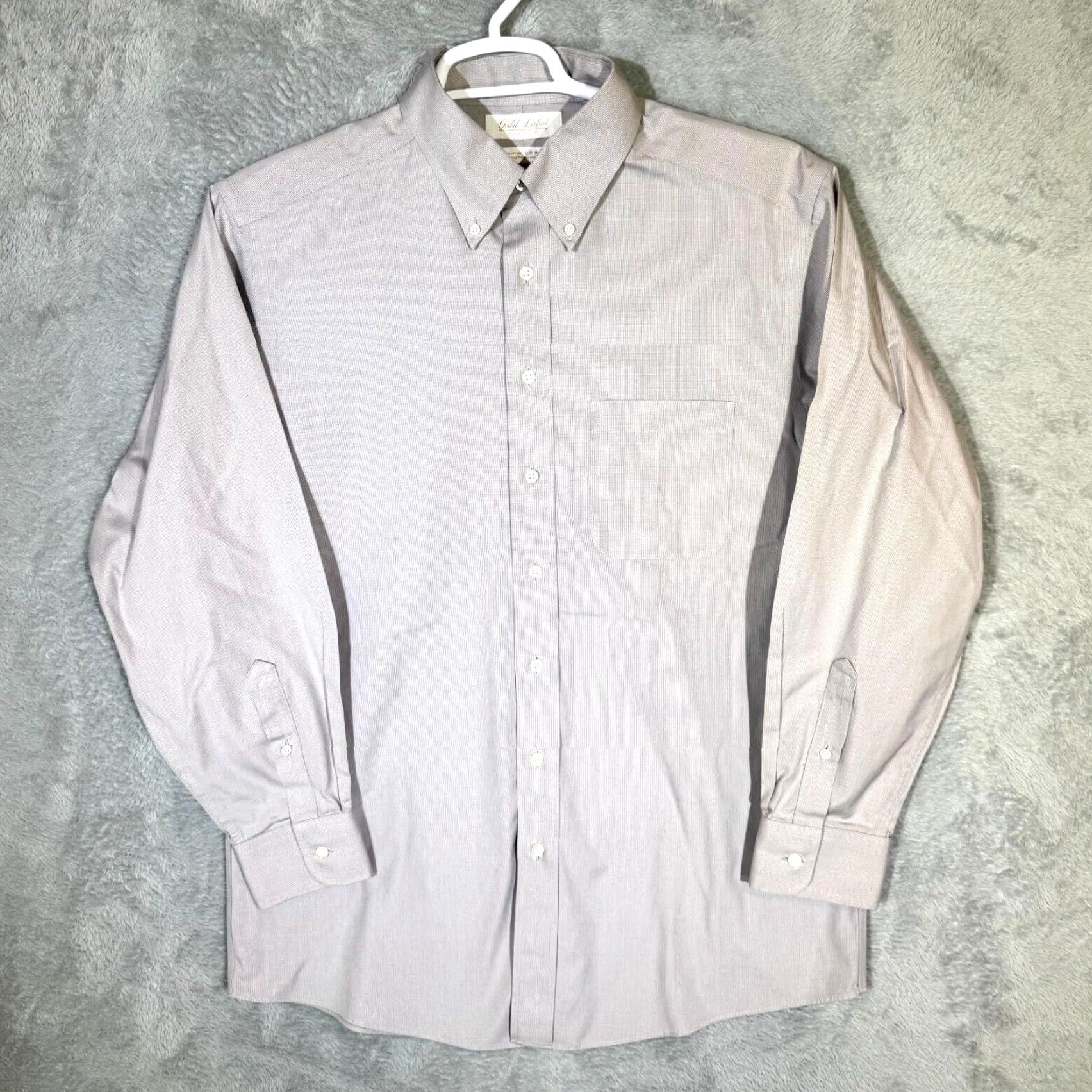 Vintage VINTAGE Gold Label Shirt Mens 16 33 Gray Fitted Dress Shirt 100 Percent Cotton Career Size 42R - 2 Thumbnail