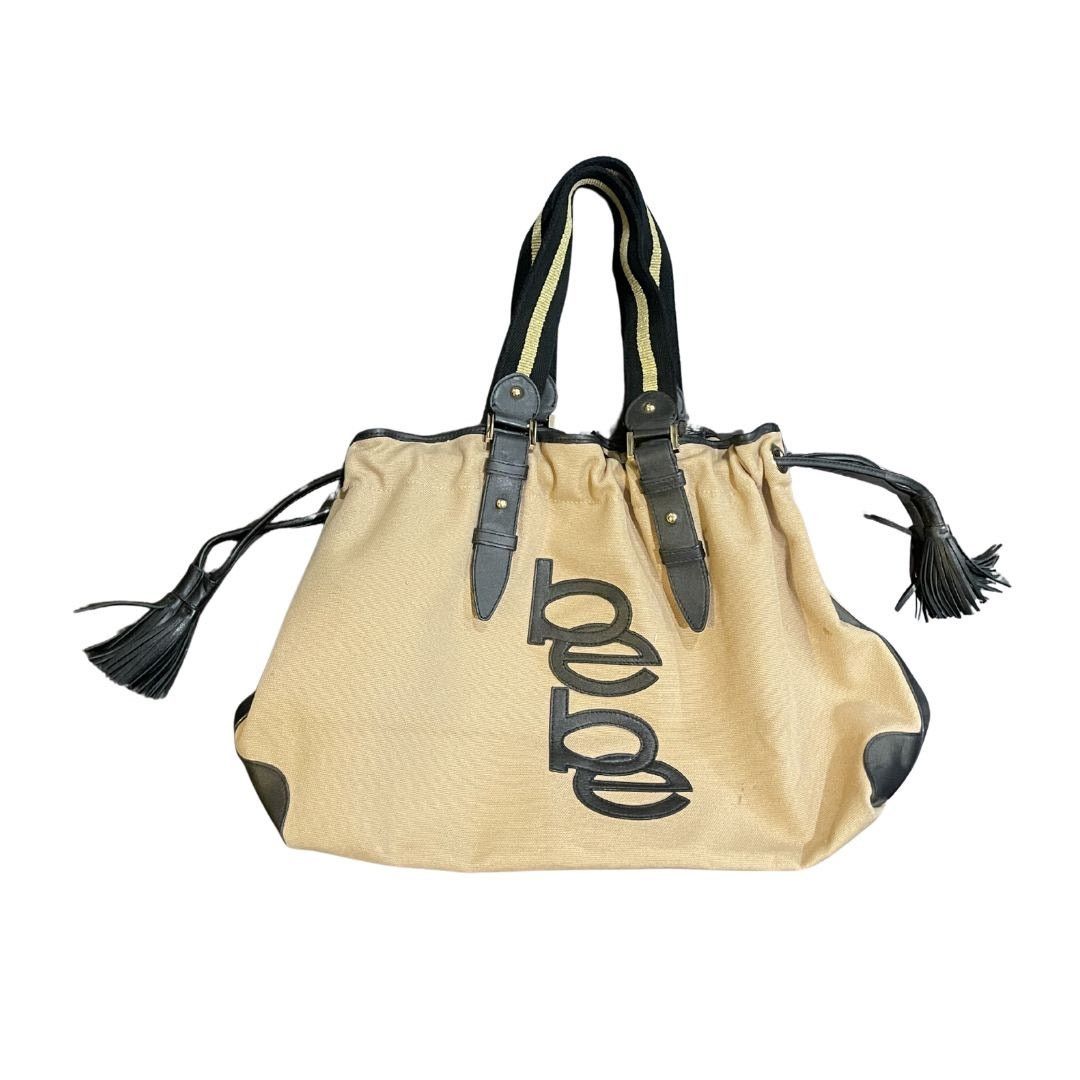 Bebe Hana Canvas Drawstring Tote Shoulder Bag Y2K Drawstring Size ONE SIZE - 1 Thumbnail