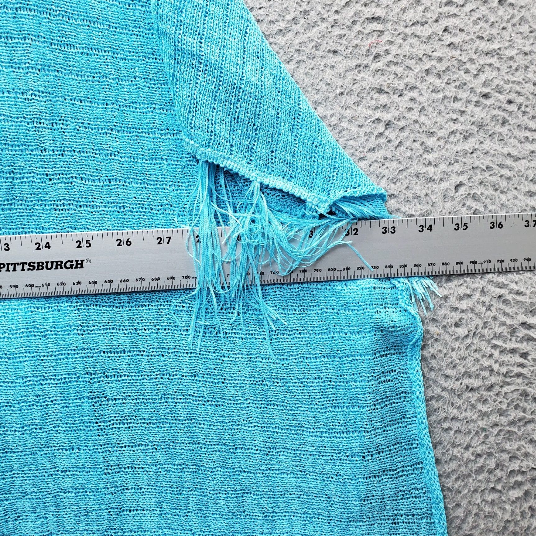 Vintage Chico's Turquoise Poncho Fringe Sweater Womens L Blue Cold Shoulder Sleeve Size L / US 10 / IT 46 - 4 Thumbnail