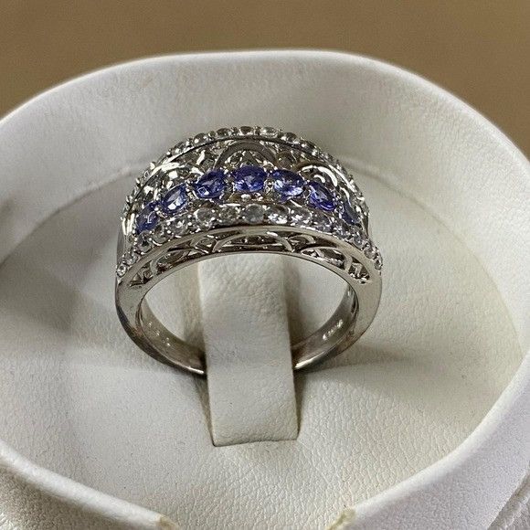 Other 1.33ctTanzanite & White Zircon Ring Sterling Silver Sz 9 EUC Size ONE SIZE - 2 Thumbnail