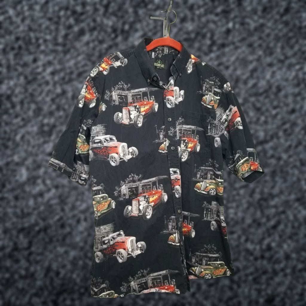 Etro VINTAGE RedHead Shirt Classic Button-Up Short Sleeve Mens L Black Retro Car Theme 90s/Classic Car Mens L Black Retro Hotrod Shirt Size US L / EU 52-54 / 3 - 1 Thumbnail