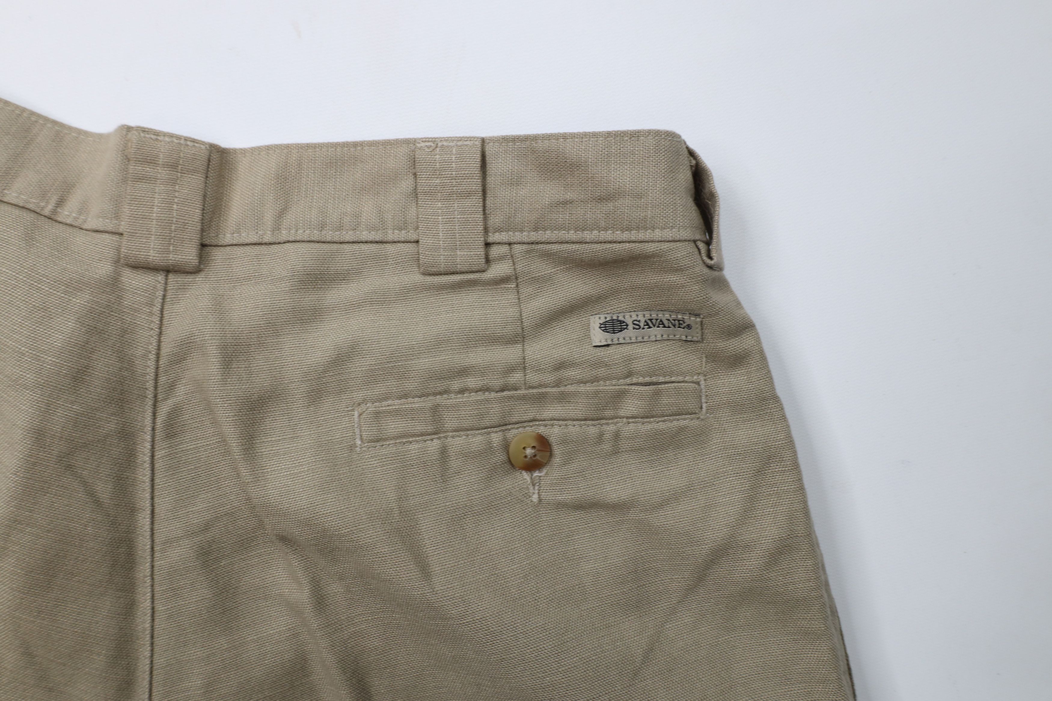 Vintage Vintage 90s Streetwear Linen Blend Cuffed Chino Pants Beige Size US 34 / EU 50 - 12 Thumbnail