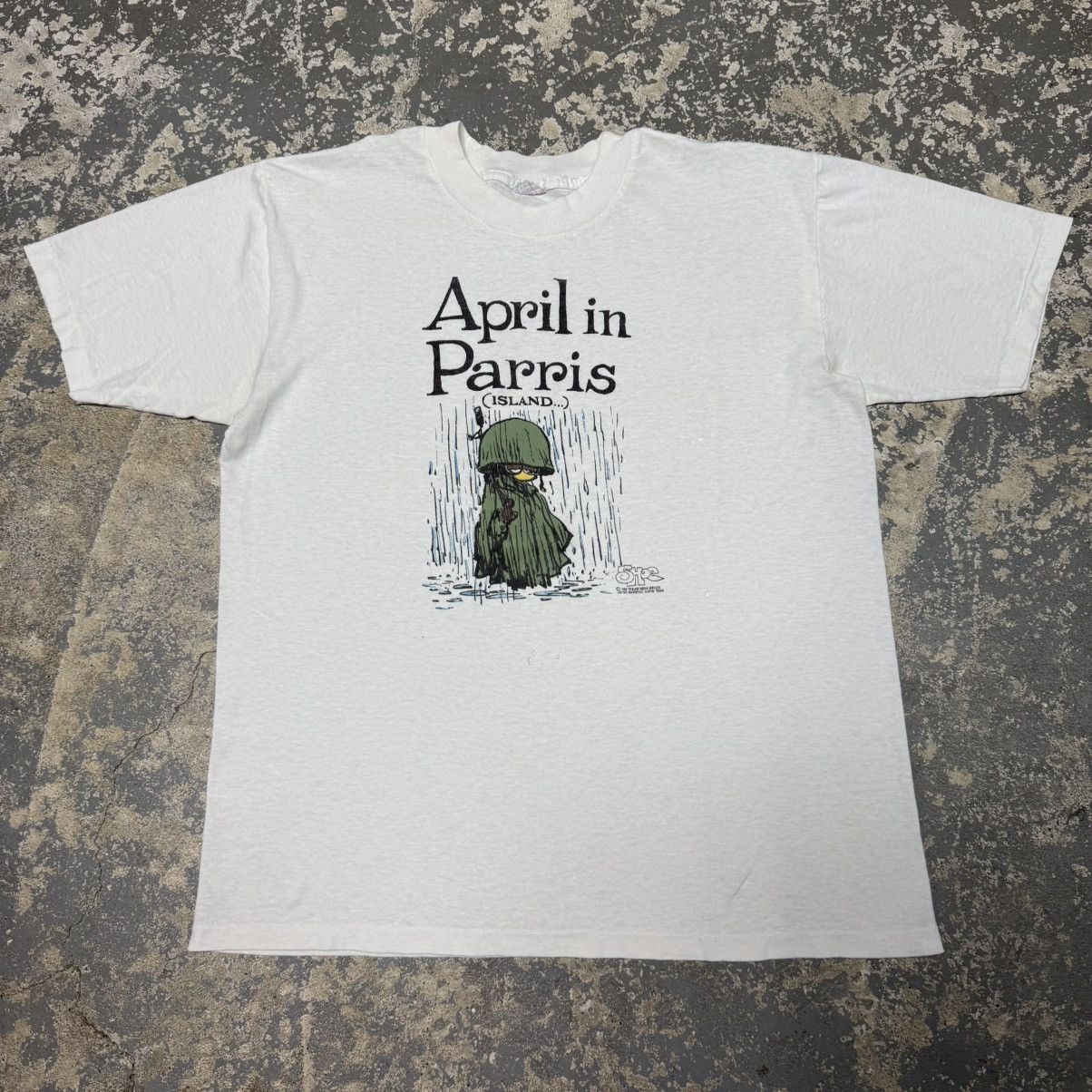 Vintage Vintage April In Parris (Island) Funny 1986 Shoe Graphic Tsh Size US L / EU 52-54 / 3 - 1 Thumbnail