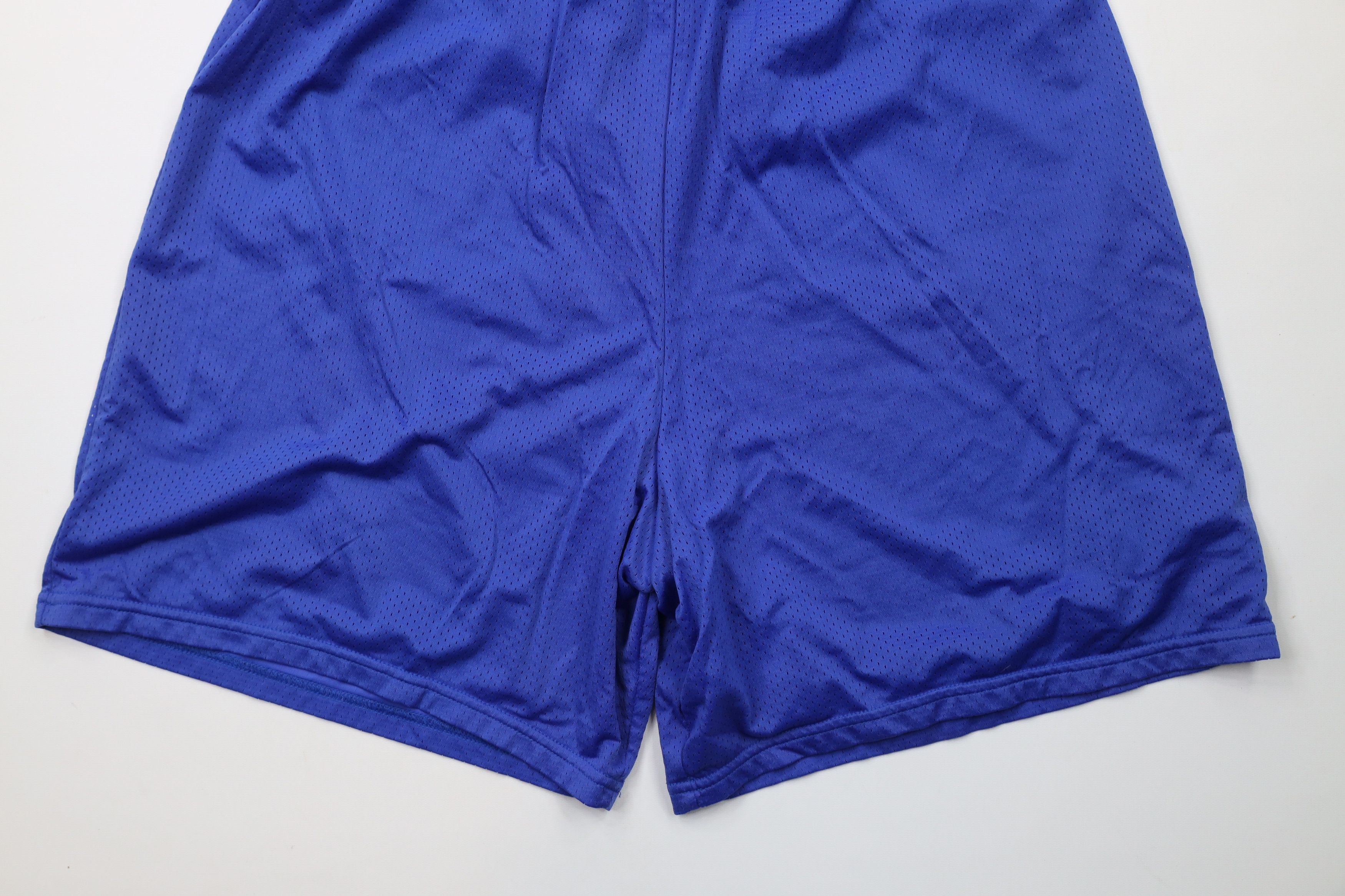 Nike × Vintage Vintage Nike Mini Swoosh Above Knee Mesh Shorts Royal Blue Size US 36 / EU 52 - 12 Thumbnail