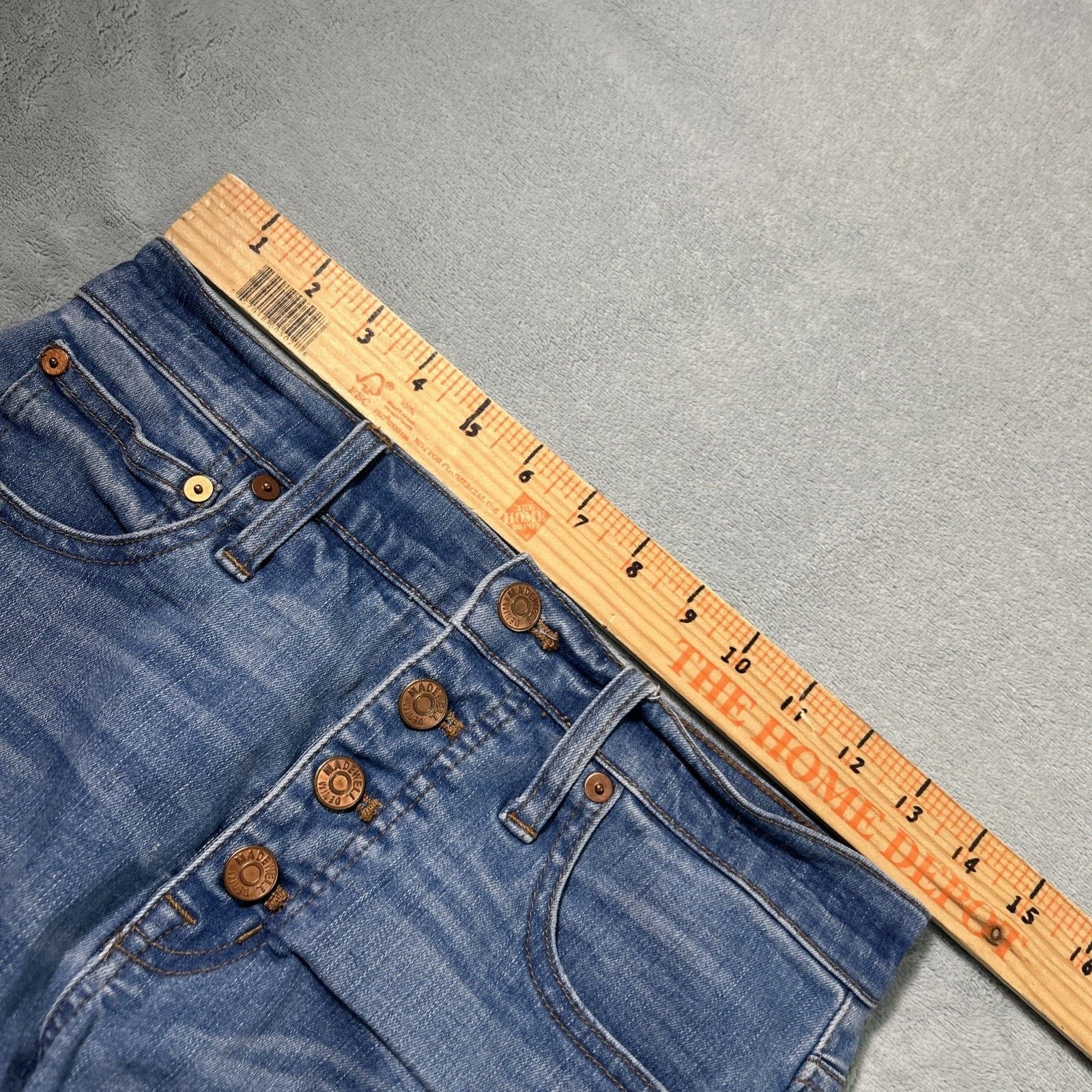 Madewell Baggy Bootcut Jeans 28x26 Raw Hem Flare Hamilton Dojo Button Size 28" / US 6 / IT 42 - 15 Thumbnail