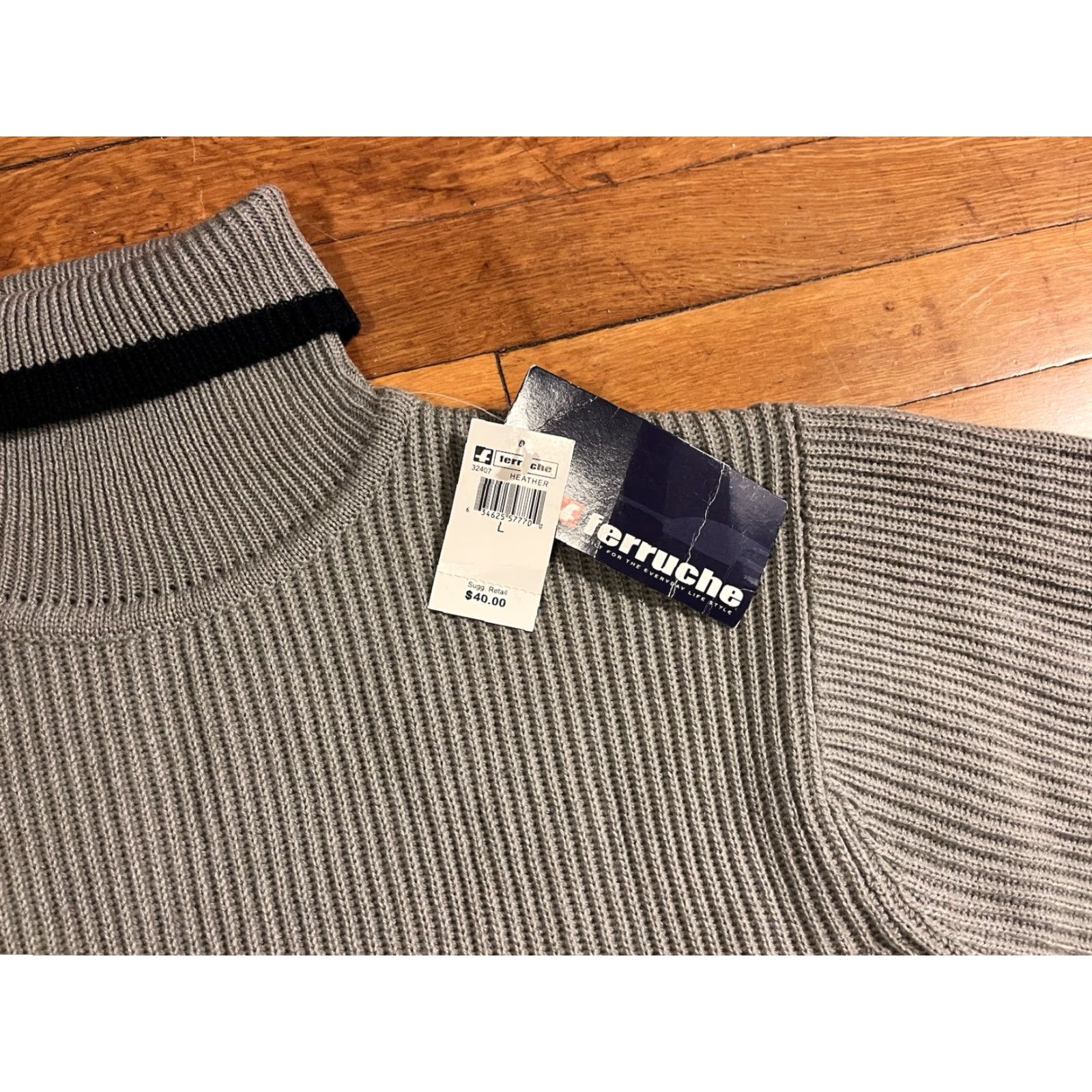 Vintage VINTAGE Ferruche Ribbed Turtleneck Sweater Men’s Large Grey 90s Y2K Size US L / EU 52-54 / 3 - 4 Thumbnail