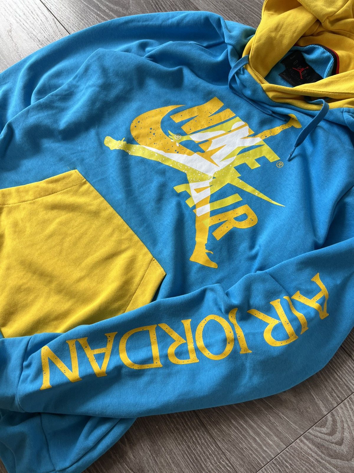 Jordan Brand Nike Air Jordan Jumpman Big Logo Blue/Yellow Patriot Hoodie Size US M / EU 48-50 / 2 - 13 Thumbnail